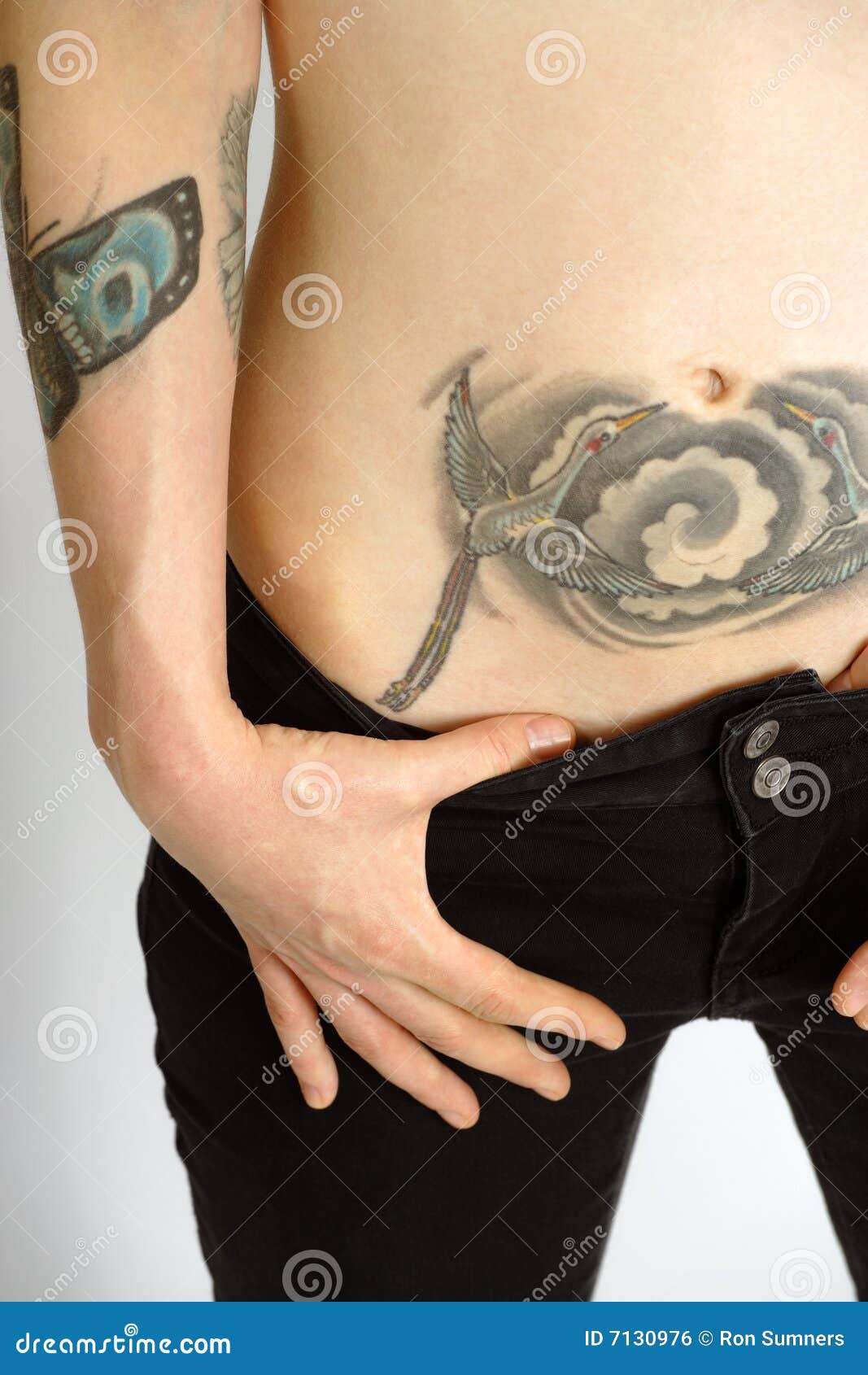 Stomach tattoo stock photo. Image of feminine, person - 7130976