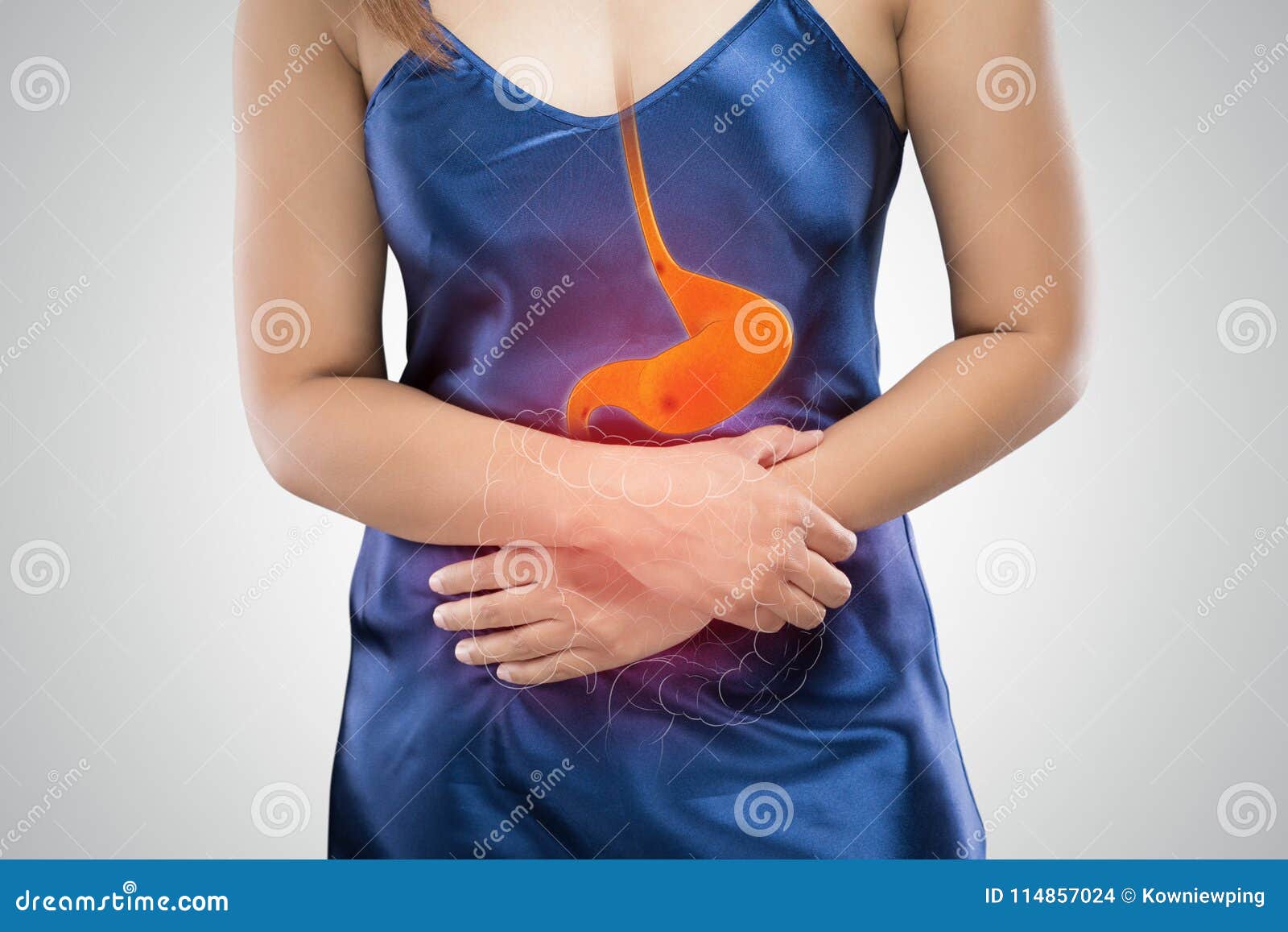 stomach ulcers against gray background