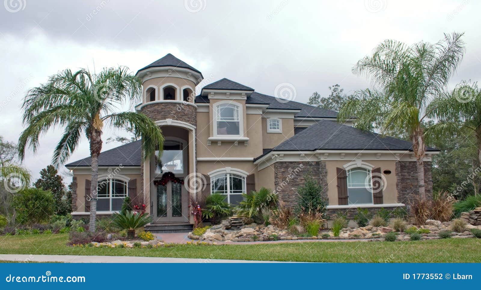 Stone accents new home 10 stock photo. Image of stucco 1773552