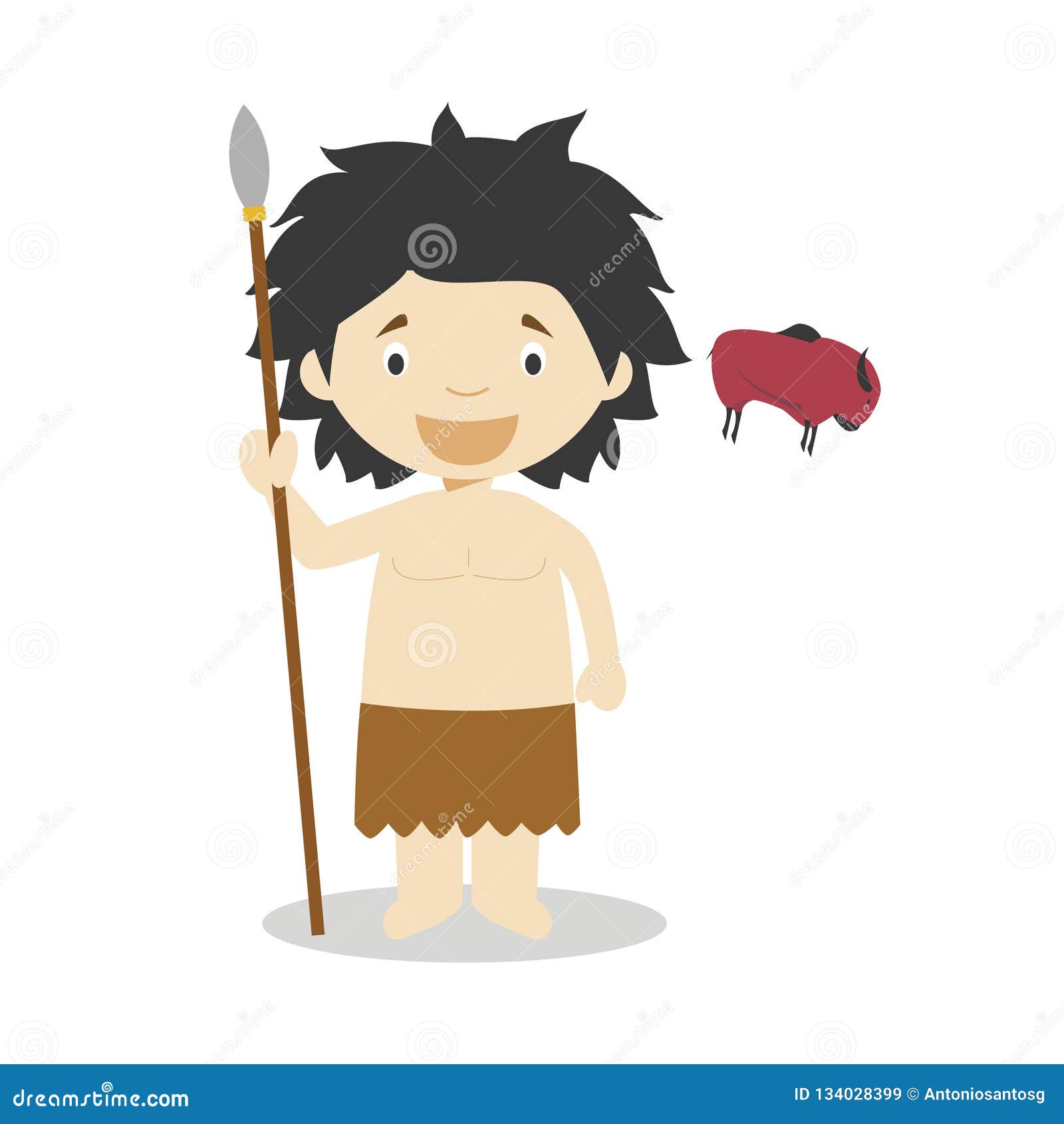 Stone Age Boy Cartoon Character with a Rock Painting. Vector Illustration  Stock Vector - Illustration of design, rock: 134028399