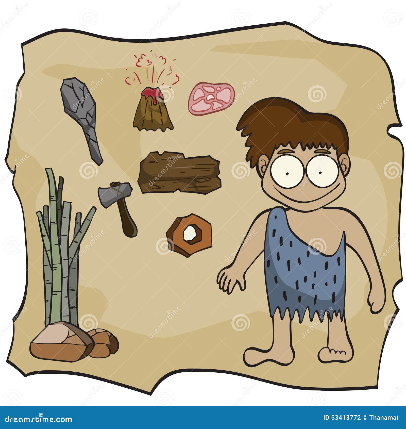 Stone Age Cartoon, Illustration Stock Vector - Image: 53413772