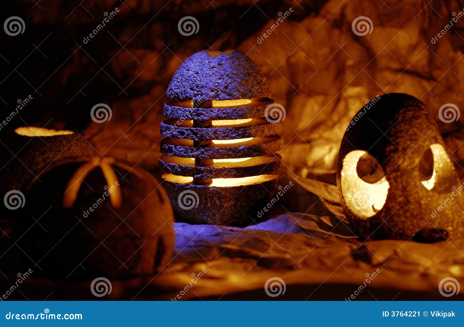 Stone Aroma Lamps stock image. Image of grotto, fossil 3764221