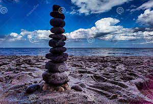 Stone Balance In Nature Stock Photo Image Of Rock Evening 259044224