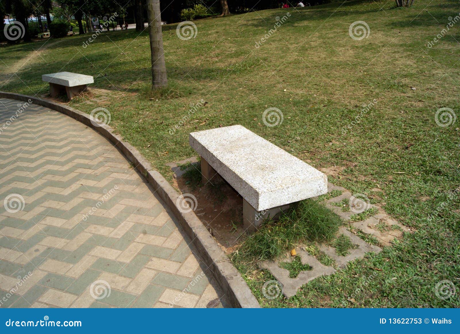 Stone benches in park stock image. Image of benches, commons 13622753