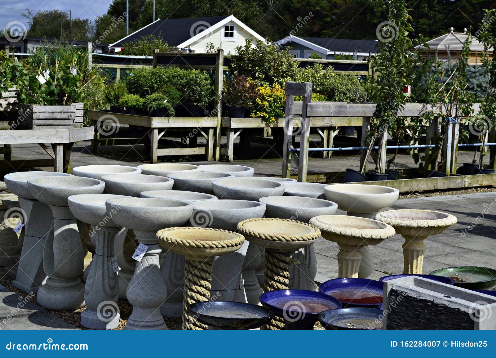 Stone Bird Baths at a Garden Centre in Surrey Editorial Photography