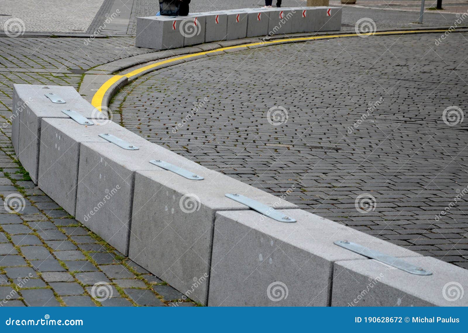 Stone Blocks Connected by Metal Strips. the Unit Acts As a Road Barrier ...