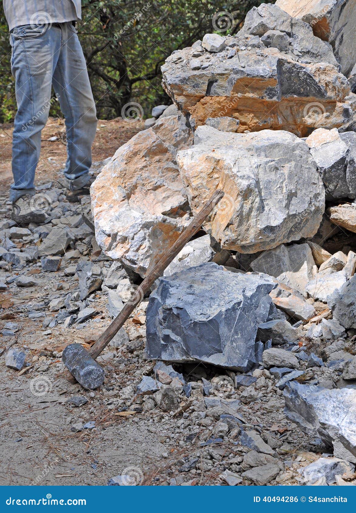 Stone breakers stock photo. Image of work, stone, road 40494286