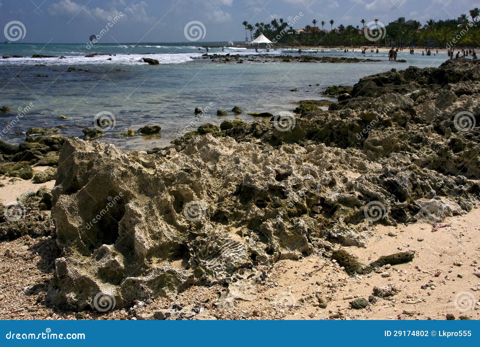 stone cabin and palm in republica dominicana