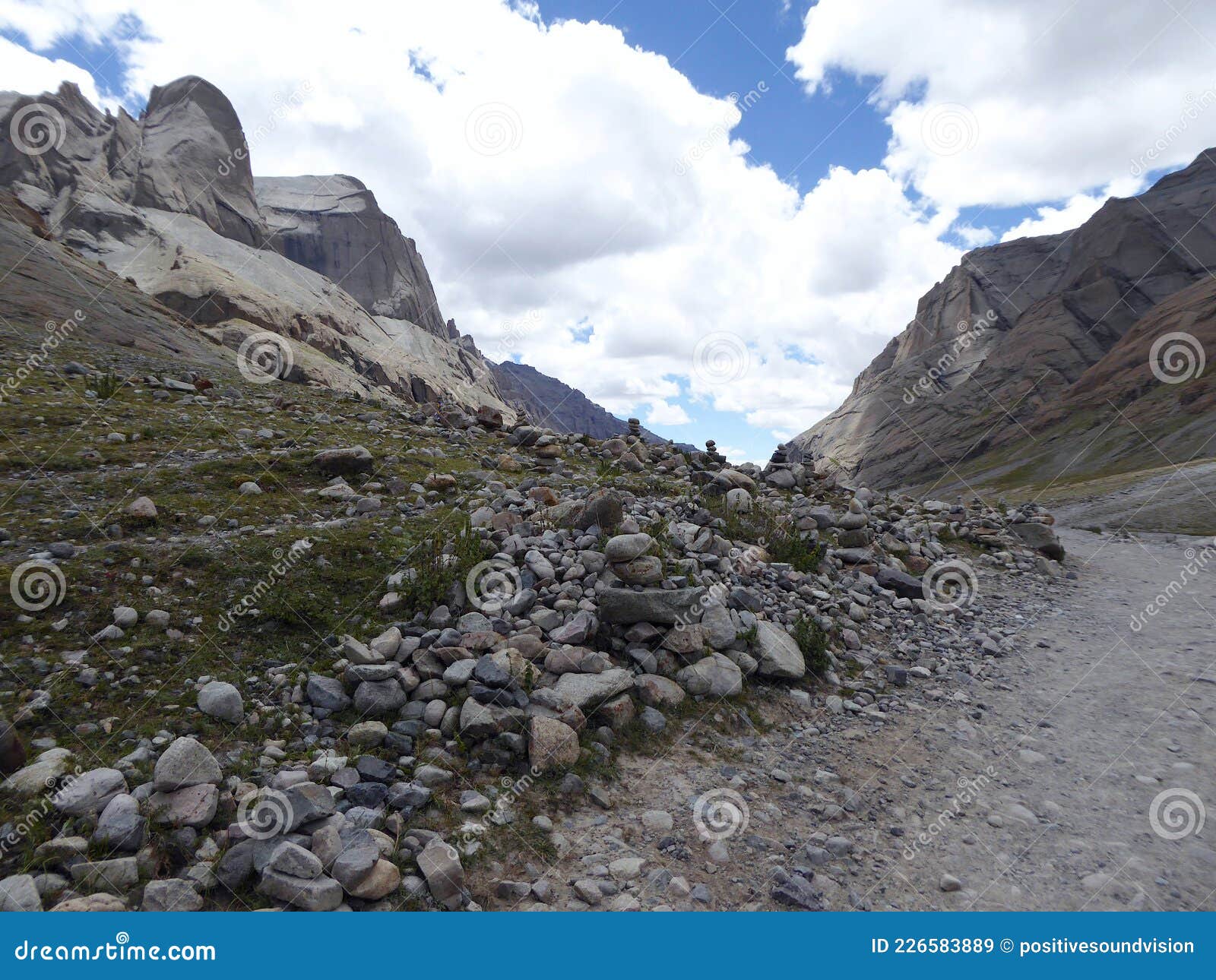 stone cairns alongside circumambulation route around mt kailash , lha chu valley, tibet autonomous region