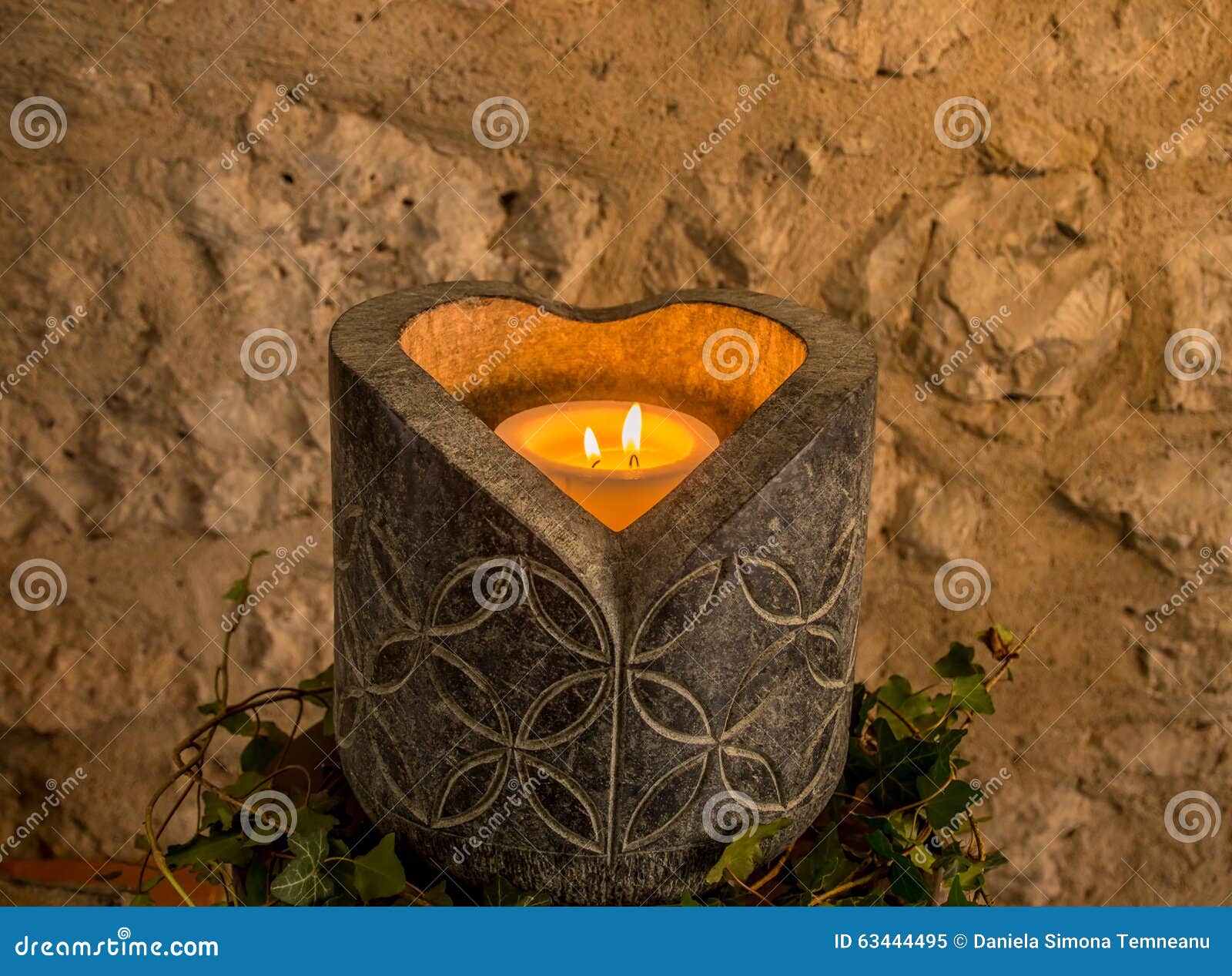 Stone candle holder stock image. Image of holder, house 63444495