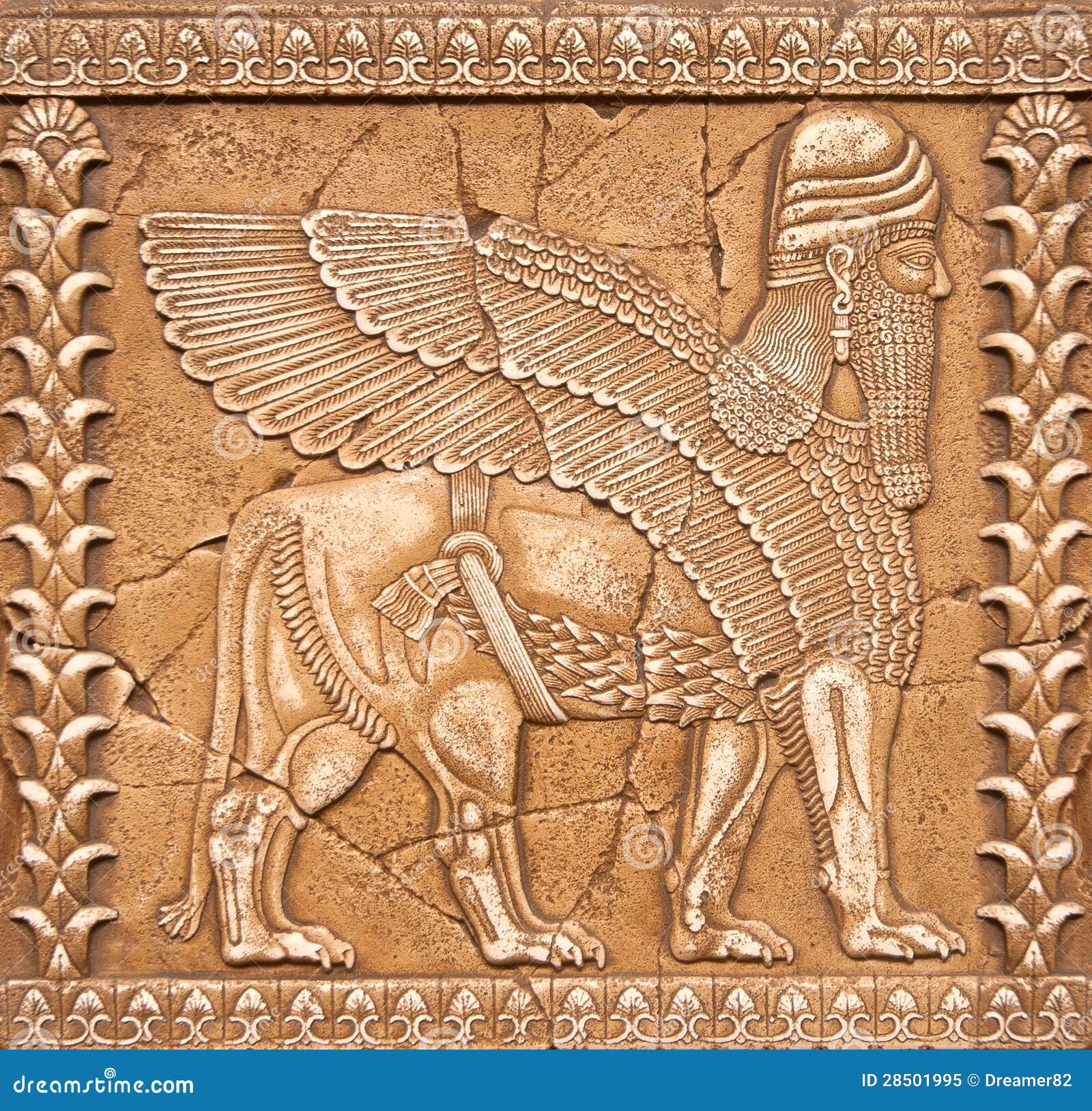 stone carving lamassu or shedu in mesopotamia mitology