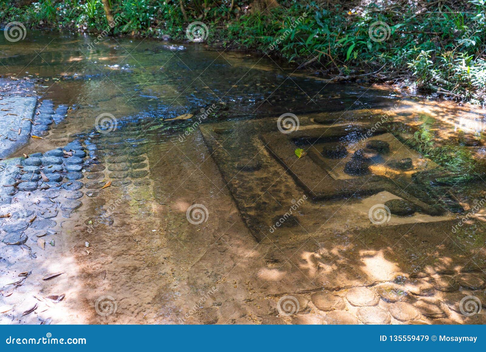 stone carving in the river at kbal spean