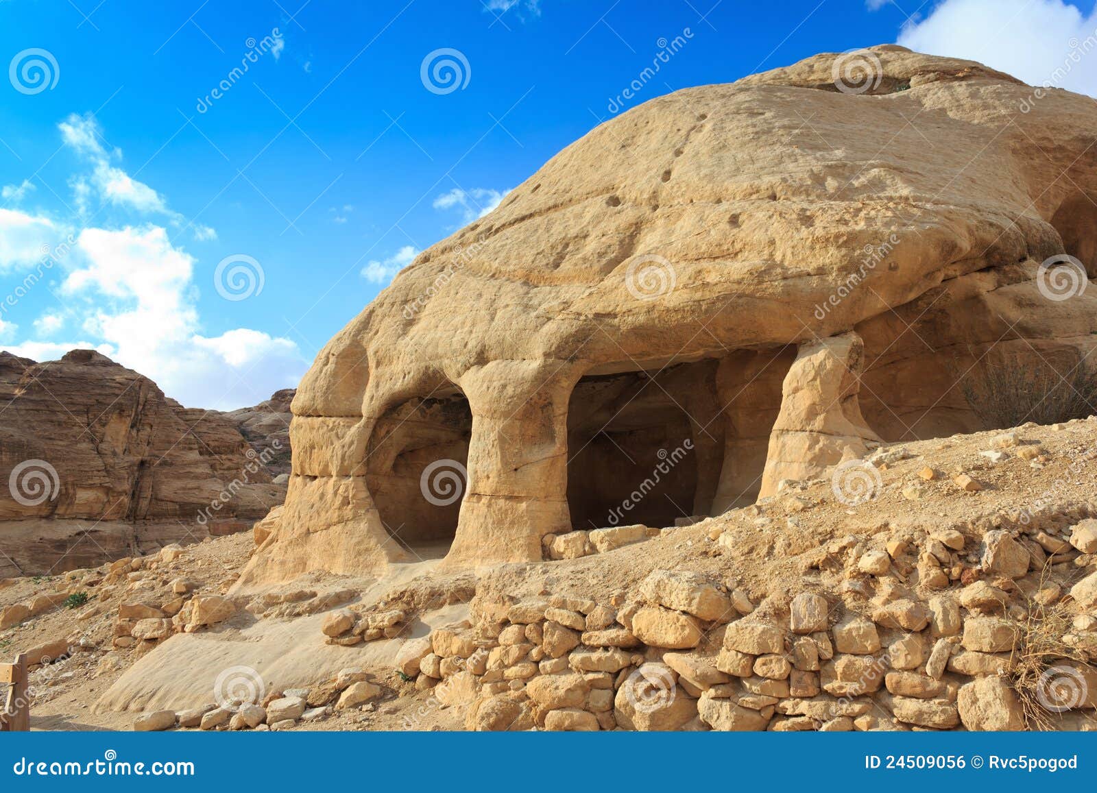 stone cave home in bab as-siq, petra