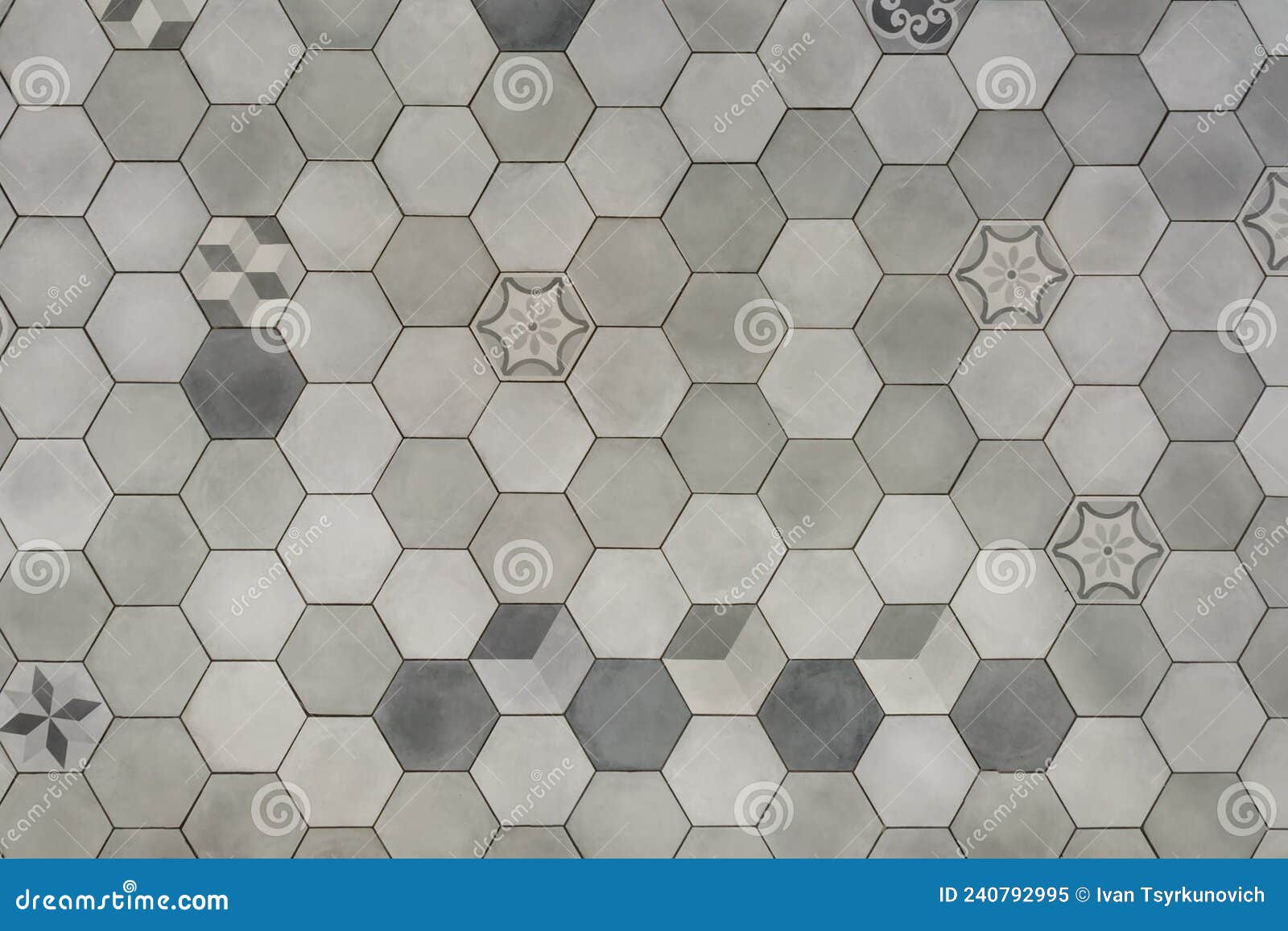 Stone and Ceramic Floor Tiles Texture, View from Above Stock