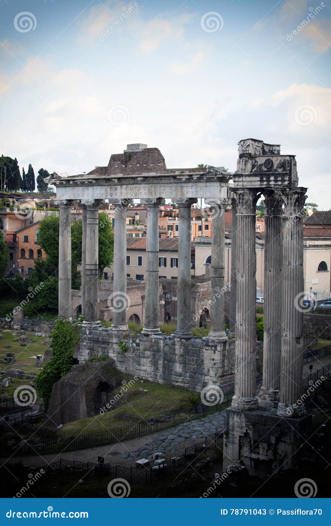 Stone Columns in the Imperial Forums of Emperor Augustus Stock Image