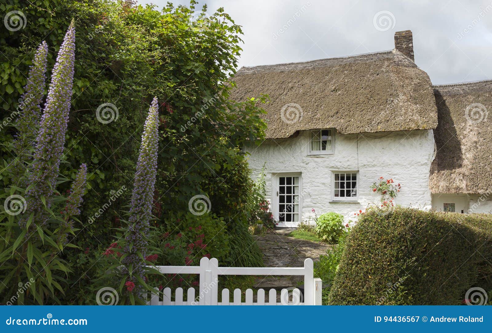 stone cottage in helford village, cornwall, england