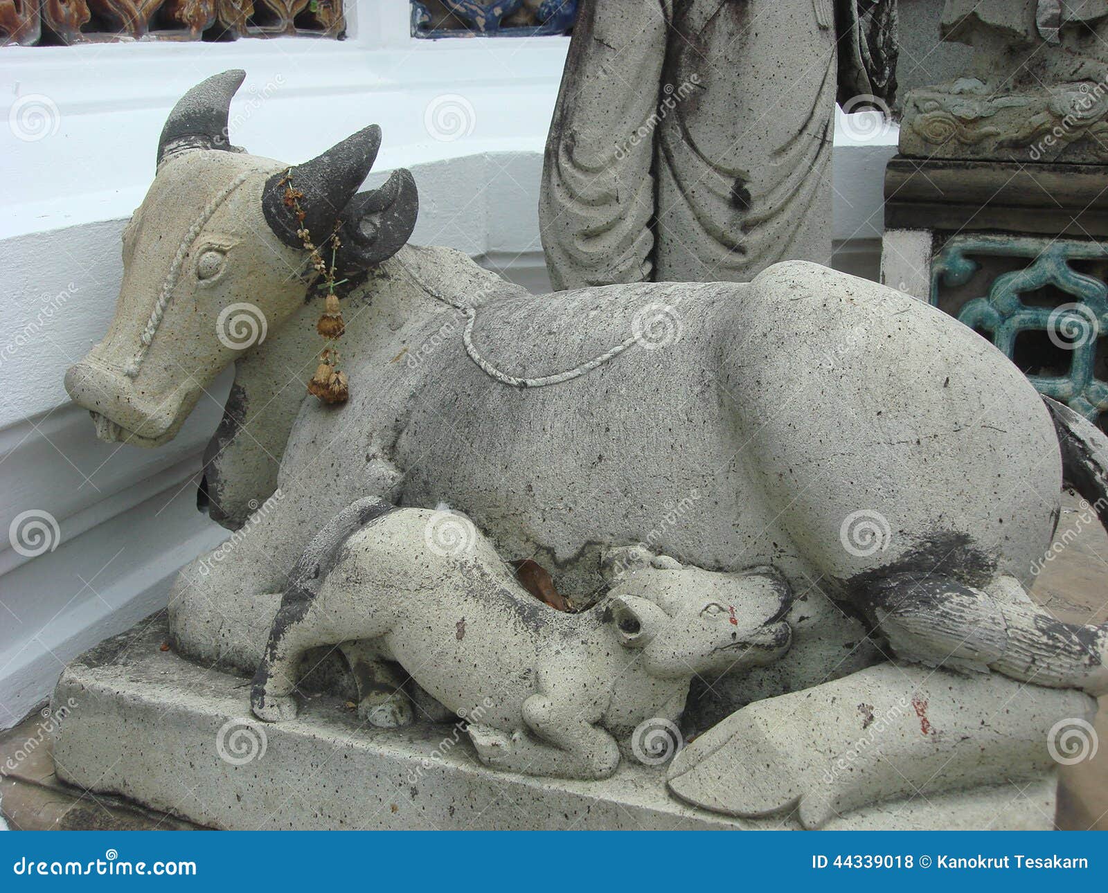 Stone Cow Feeding a Calf Doll Stock Photo Image of feeding, temple