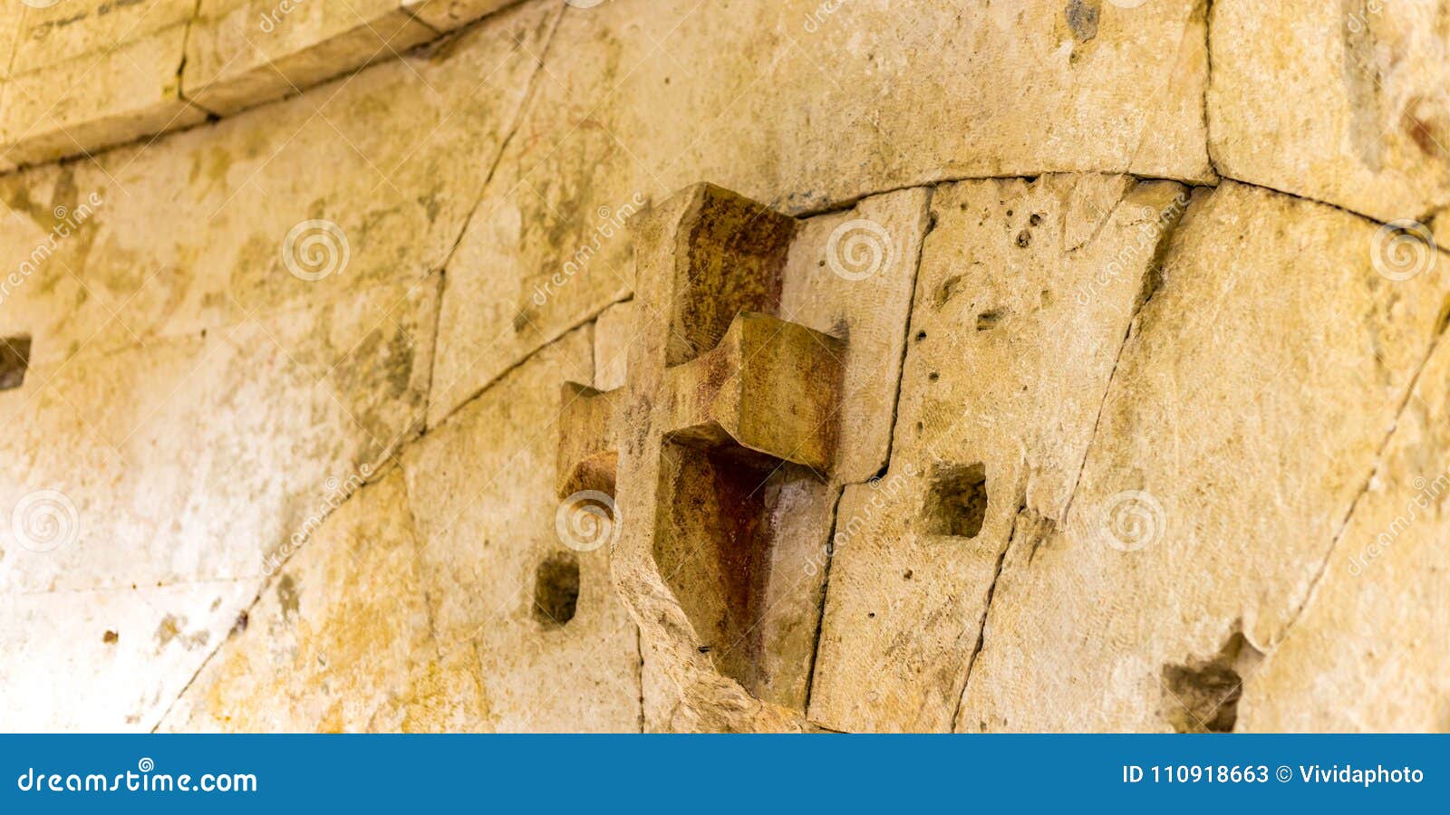 Stone Cross on Ancient Wall Stock Image Image of architecture, cement