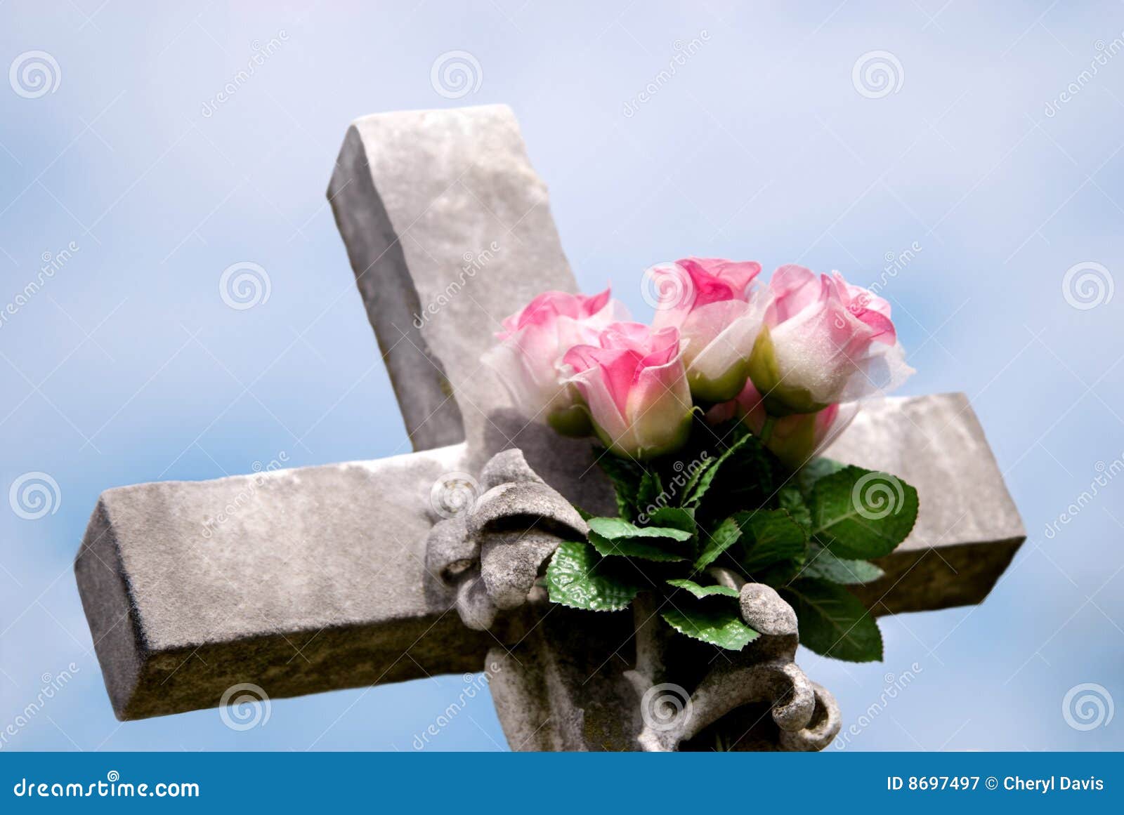 Stone Cross With Pink Roses Royalty Free Stock Photography Image 8697497