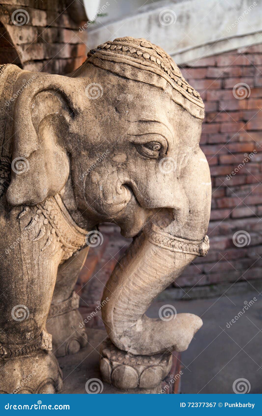 Stone Decorated Elephant Head Sculpture Closeup Stock Image Image of
