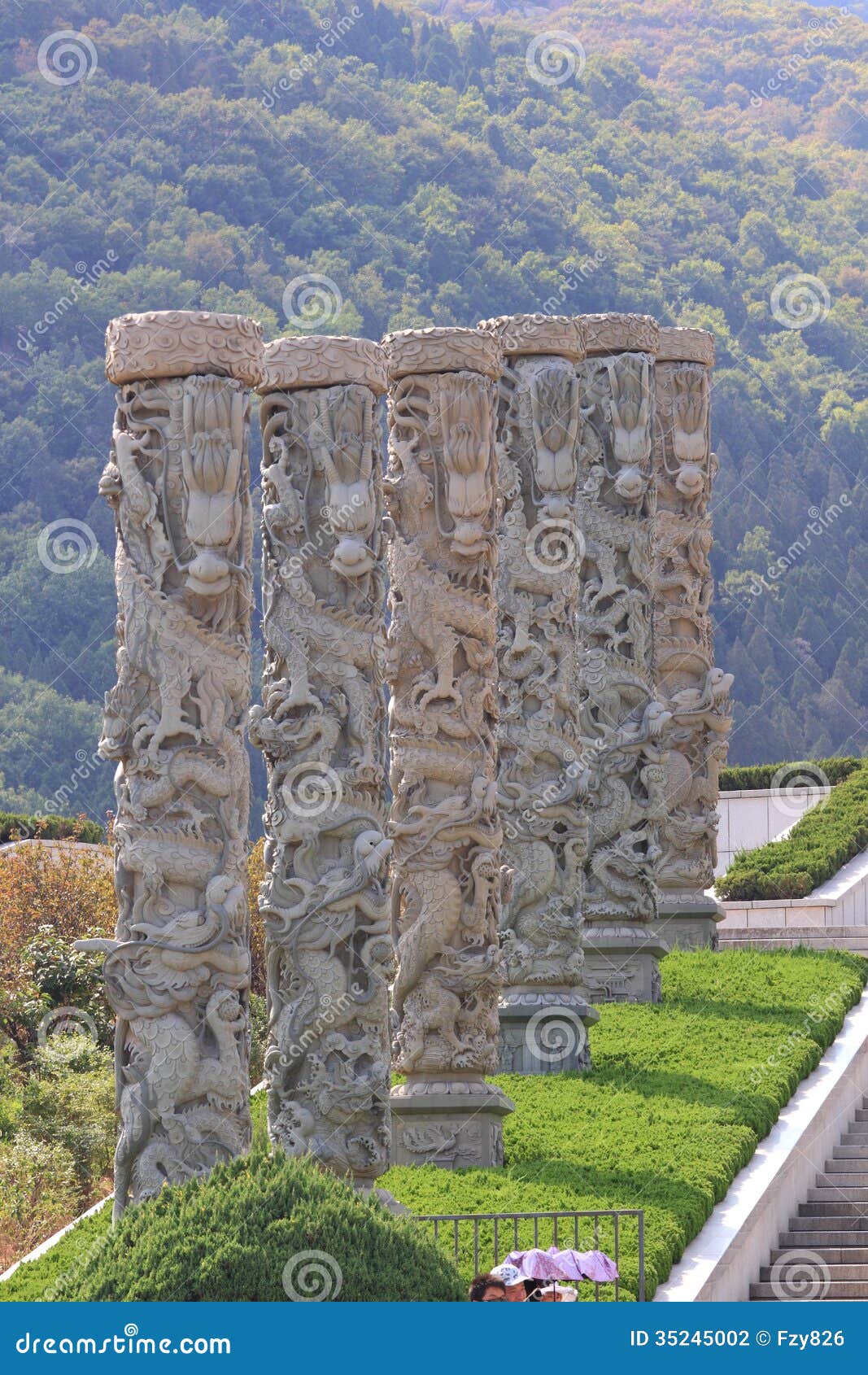 Stone dragon pillars stock photo. Image of gate, doorstep 35245002