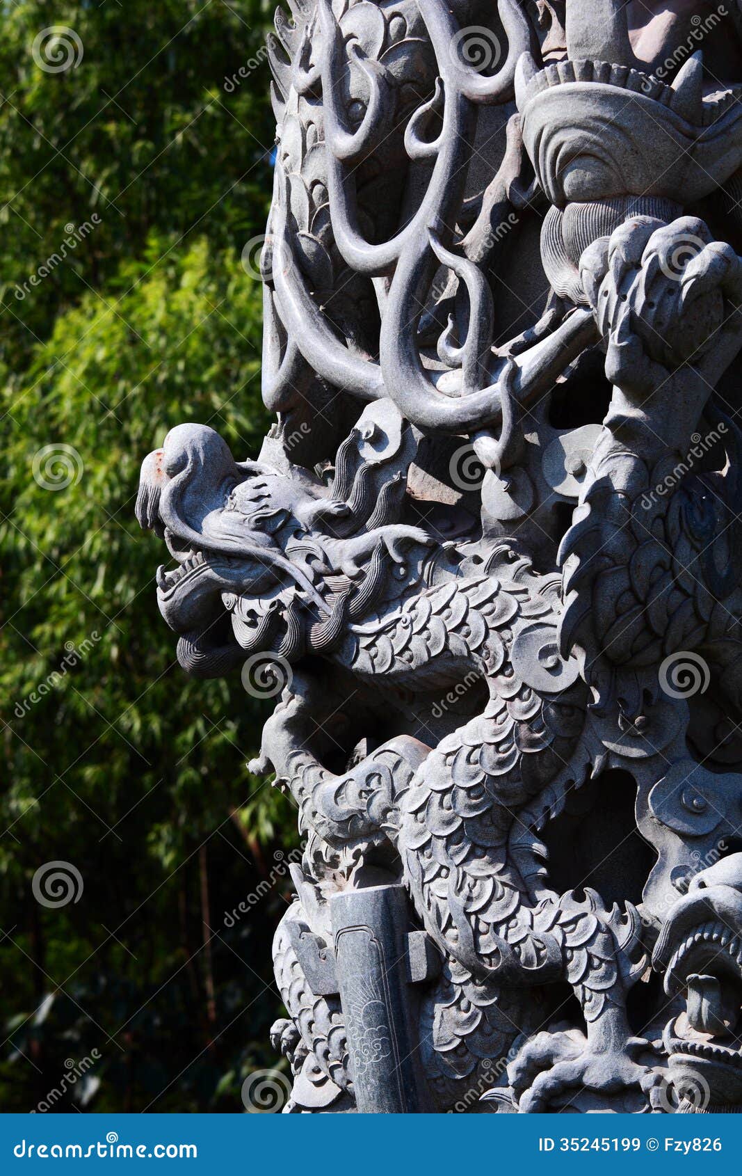 Stone dragon pillars stock image. Image of antique, decoration 35245199