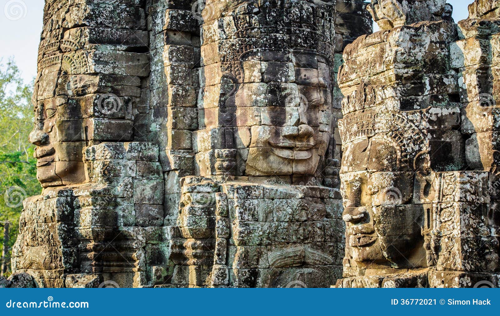 stone faces at the bayon temple in siem reap,cambodia 2