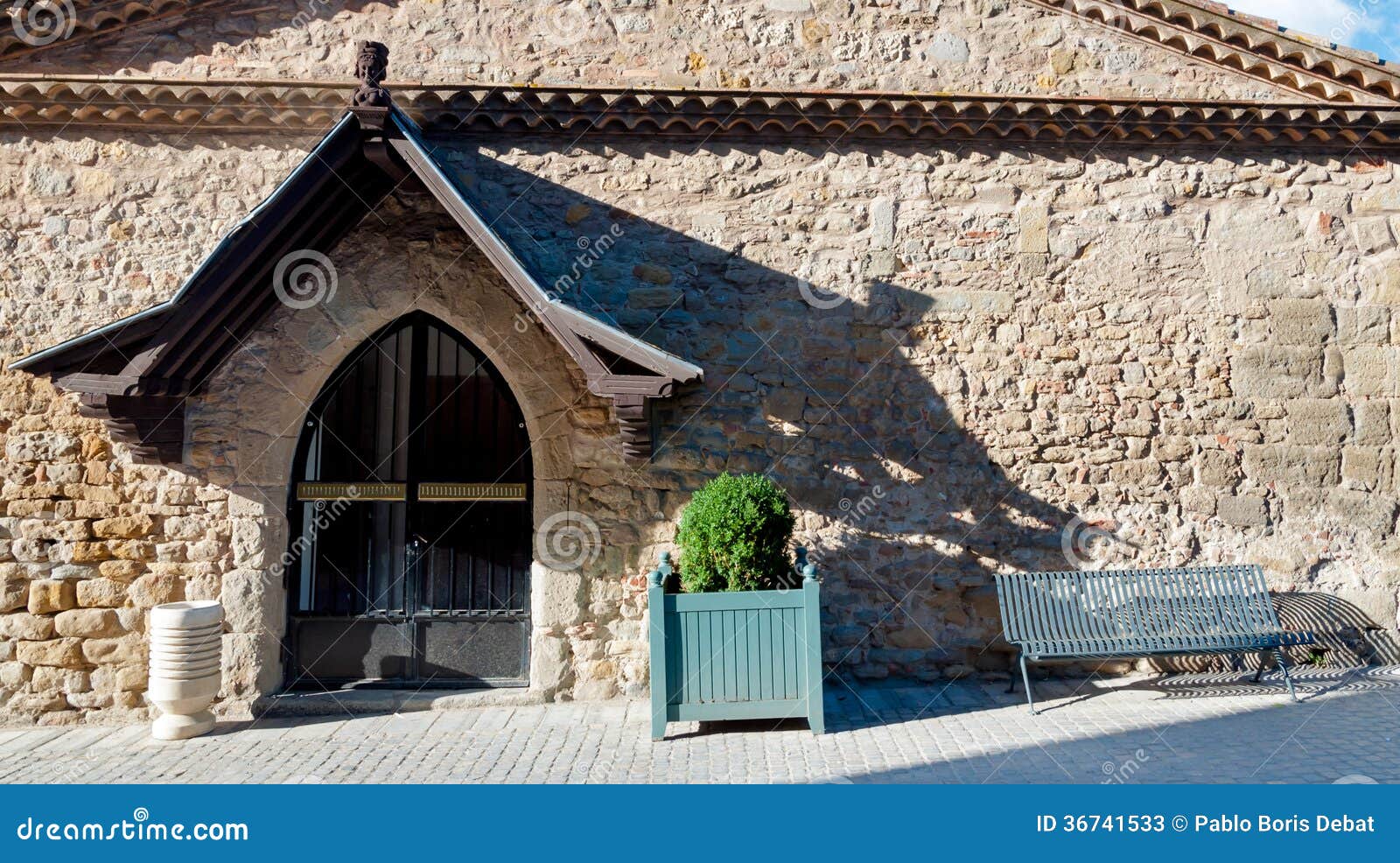 stone fachade of medieval building at carcassonne