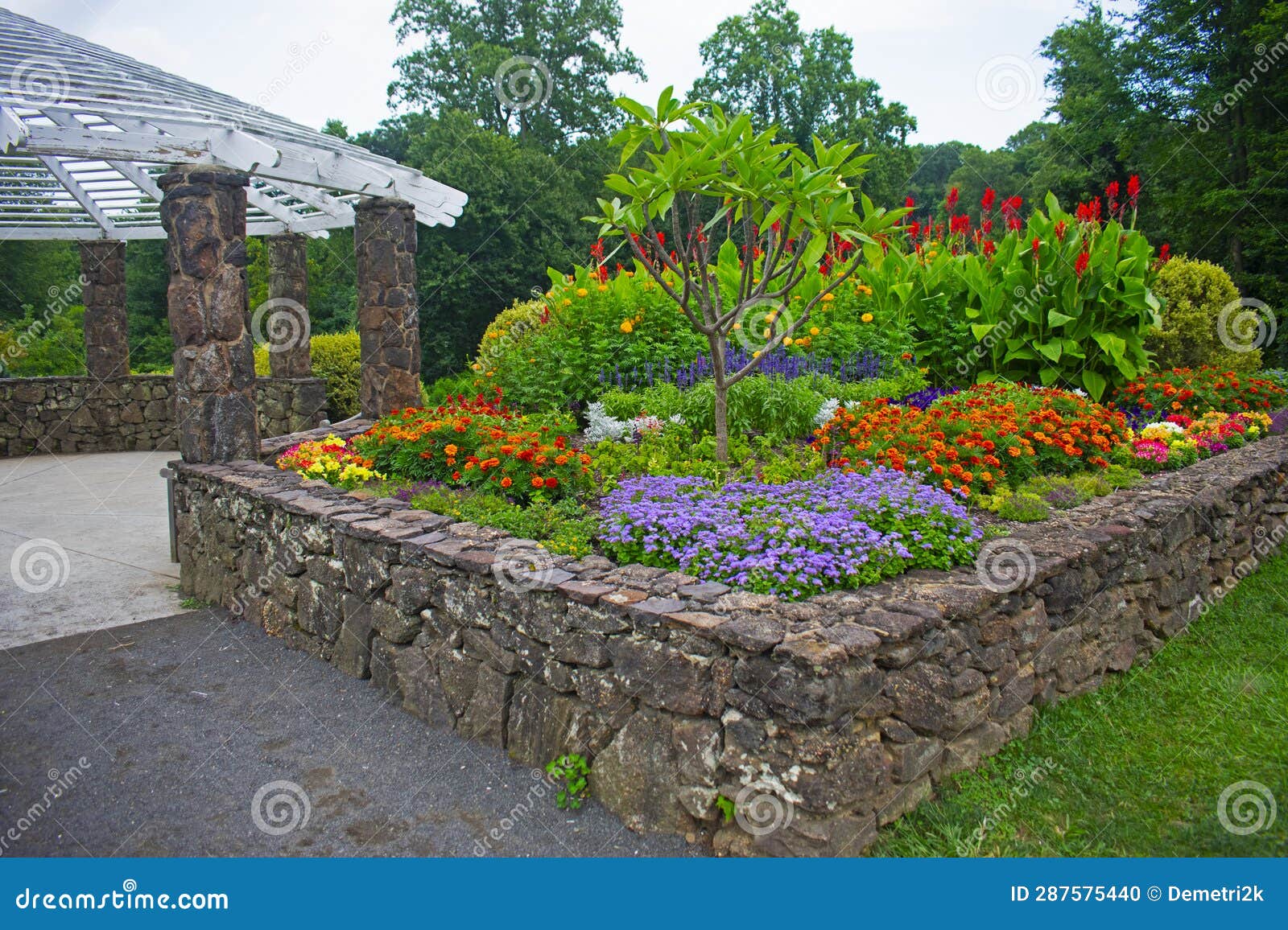 Stone Flower Bed at Deep Cut Gardens 03 Stock Photo Image of season