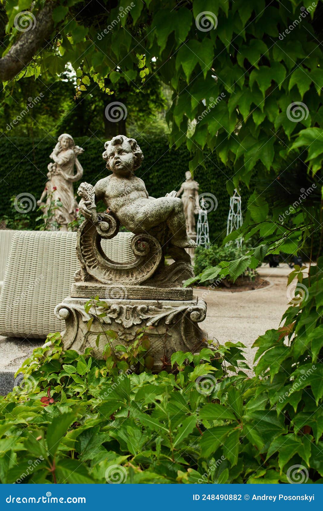 Stone Garden Sculptures in Landscape Design Stock Photo Image of