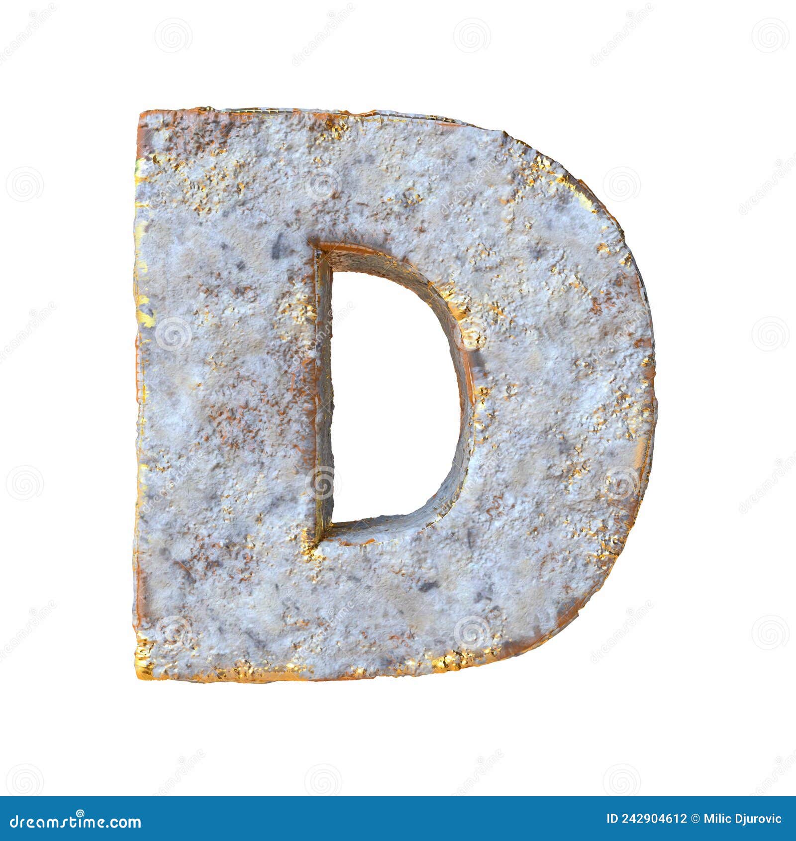 Stone with Golden Metal Particles Letter D 3D Stock Photo - Image of ...