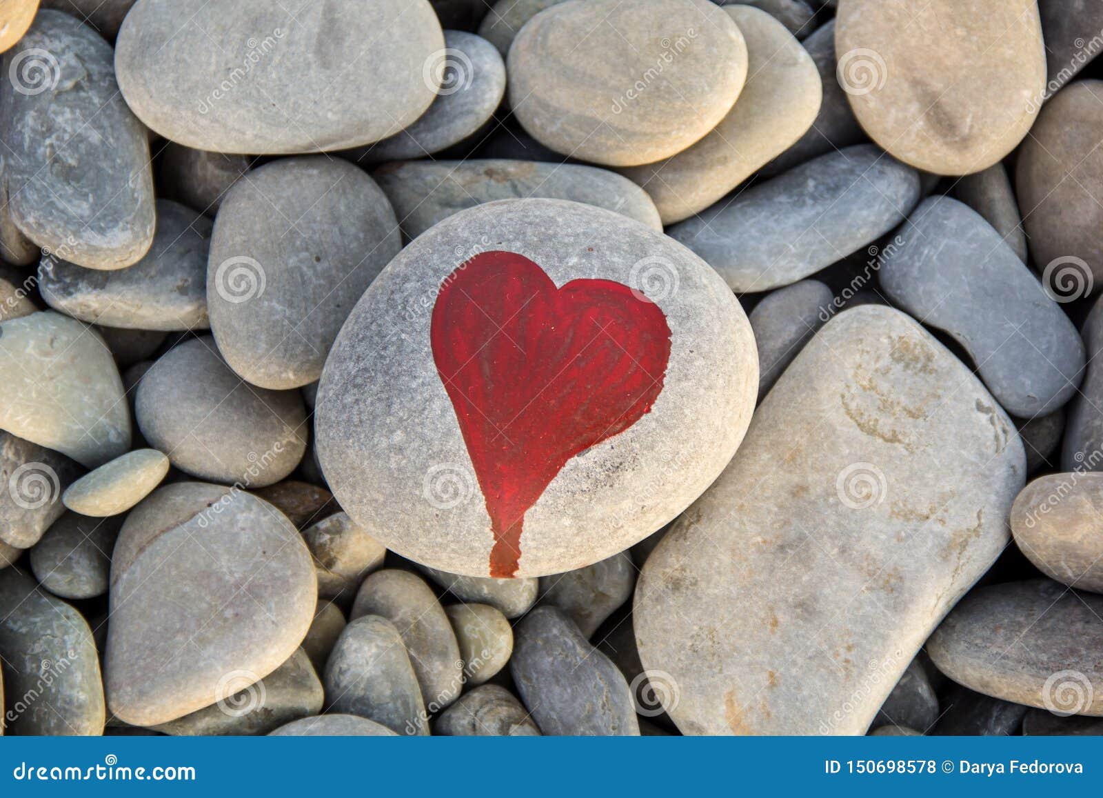 Stone Heart Painted with a Red Paint Marker on the Pebble As a Gift for ...