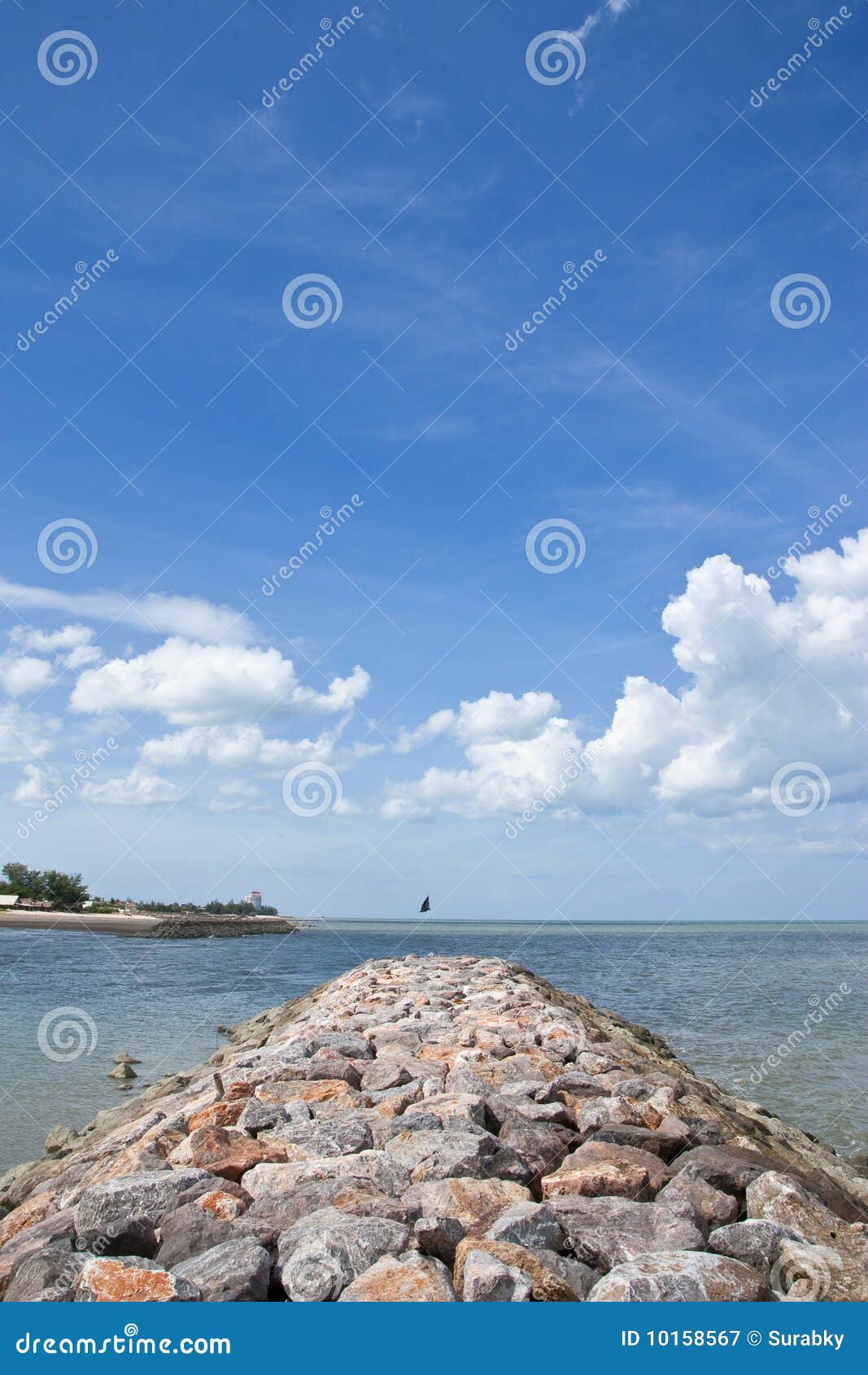 Stone Jetty At Chao Sam Ran Bay Thailand Stock Image Image Of