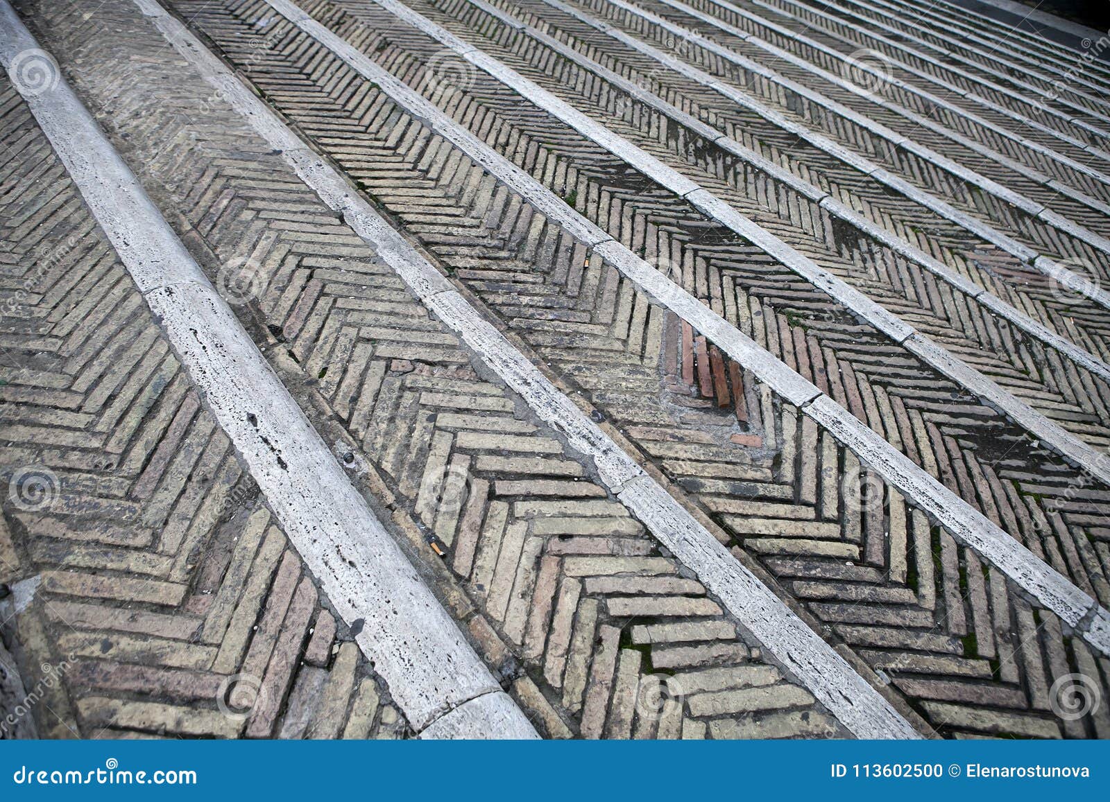 Stone Long Ancient Staircase in Rome in the Summer Stock Photo Image