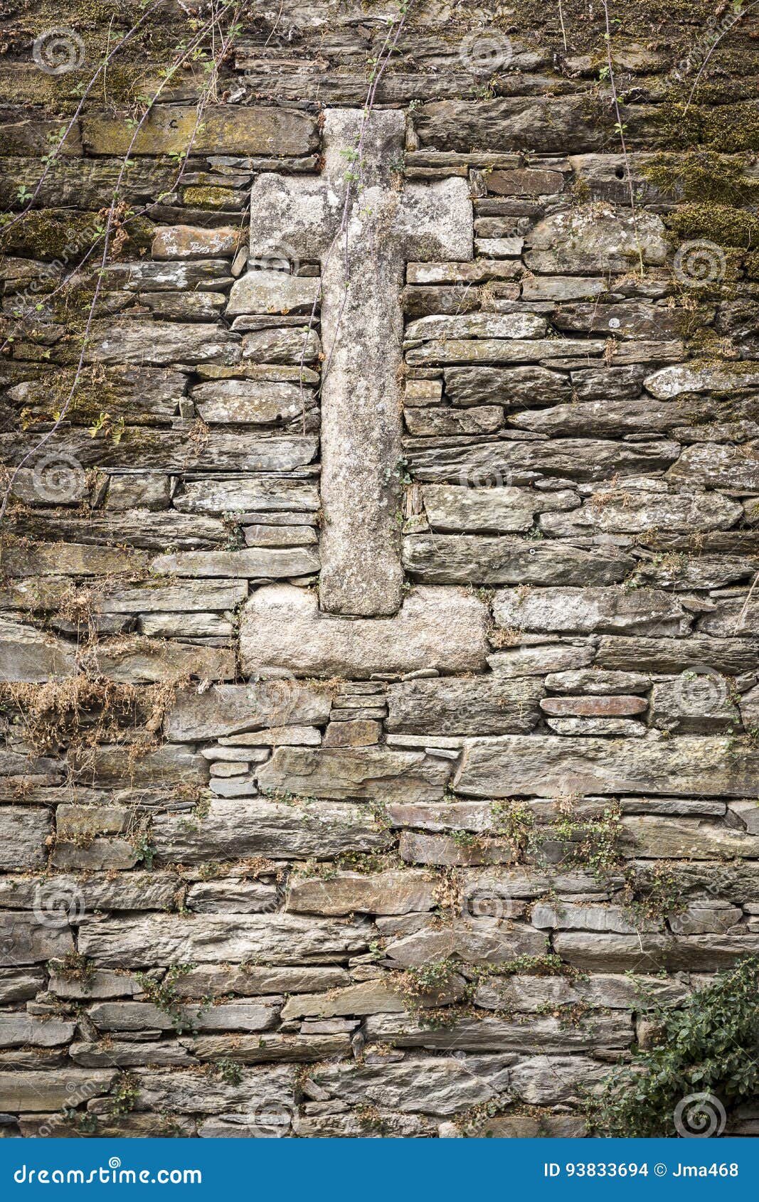 Stone Made Cross on a Stone Made Wall Stock Photo Image of religious