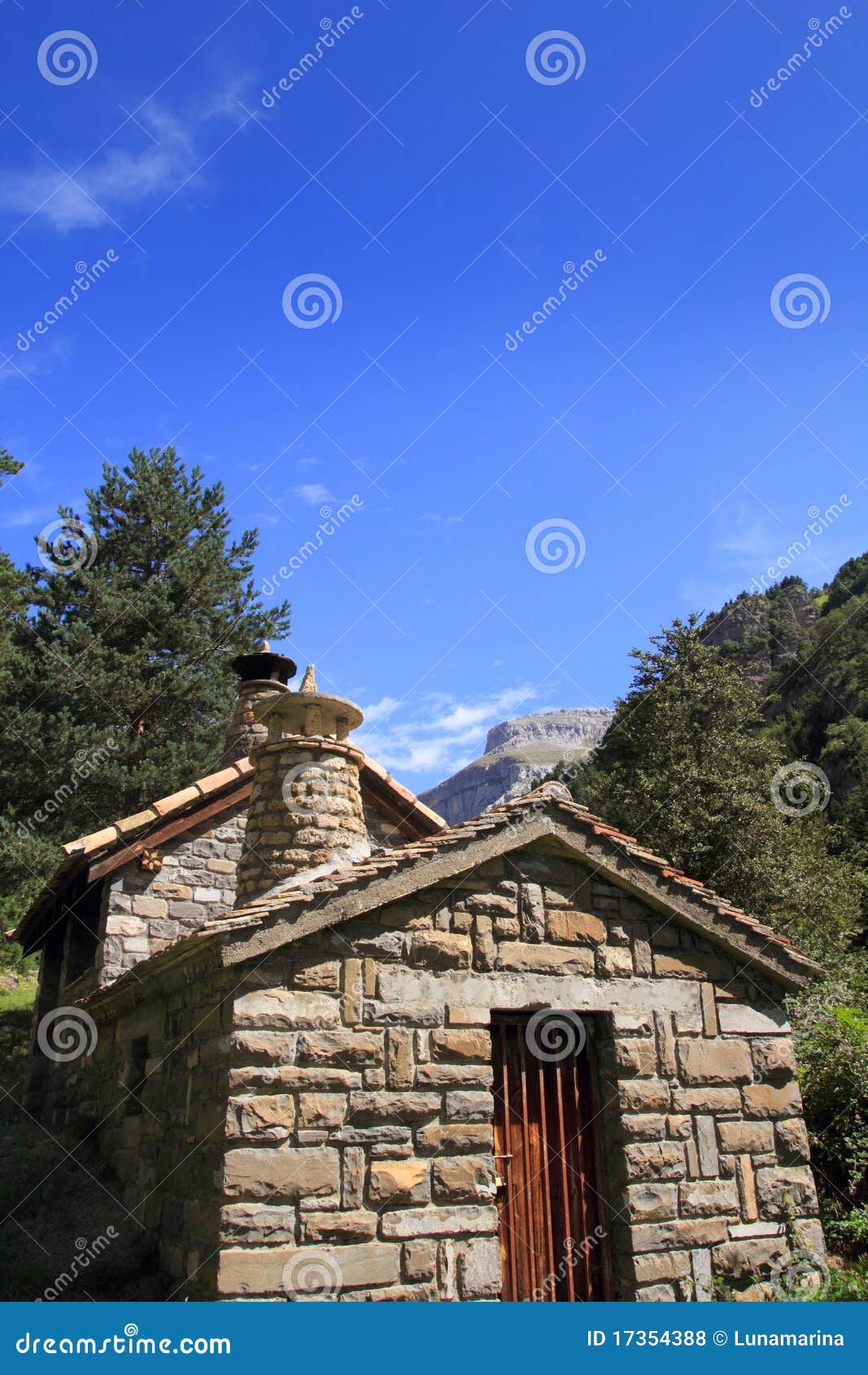 Stone Mountain House in Pyrenees Mountains Stock Photo Image of