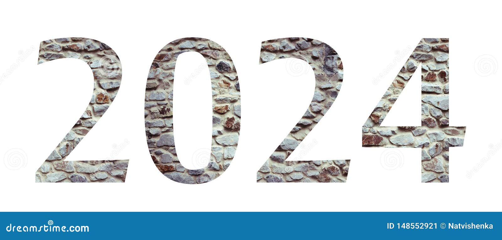 Stone Numeral Font 2024 Year Isolated on White Background. Numbers and