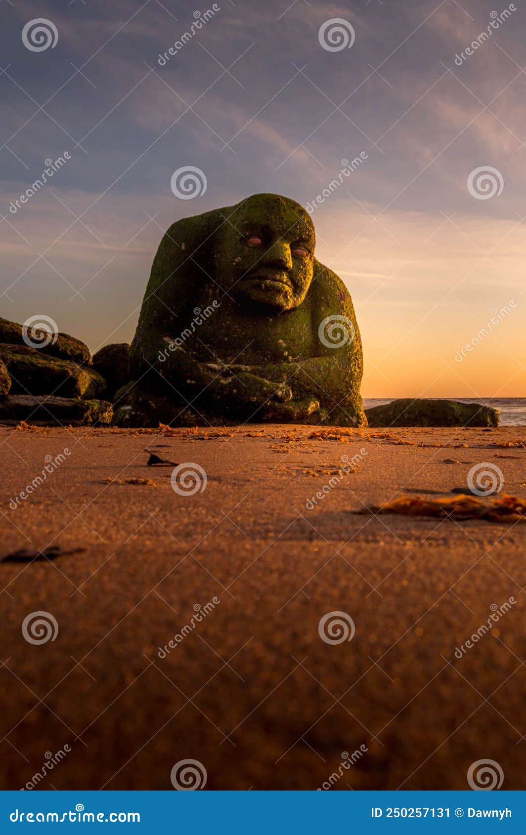 the stone ogre on cleveleys beach