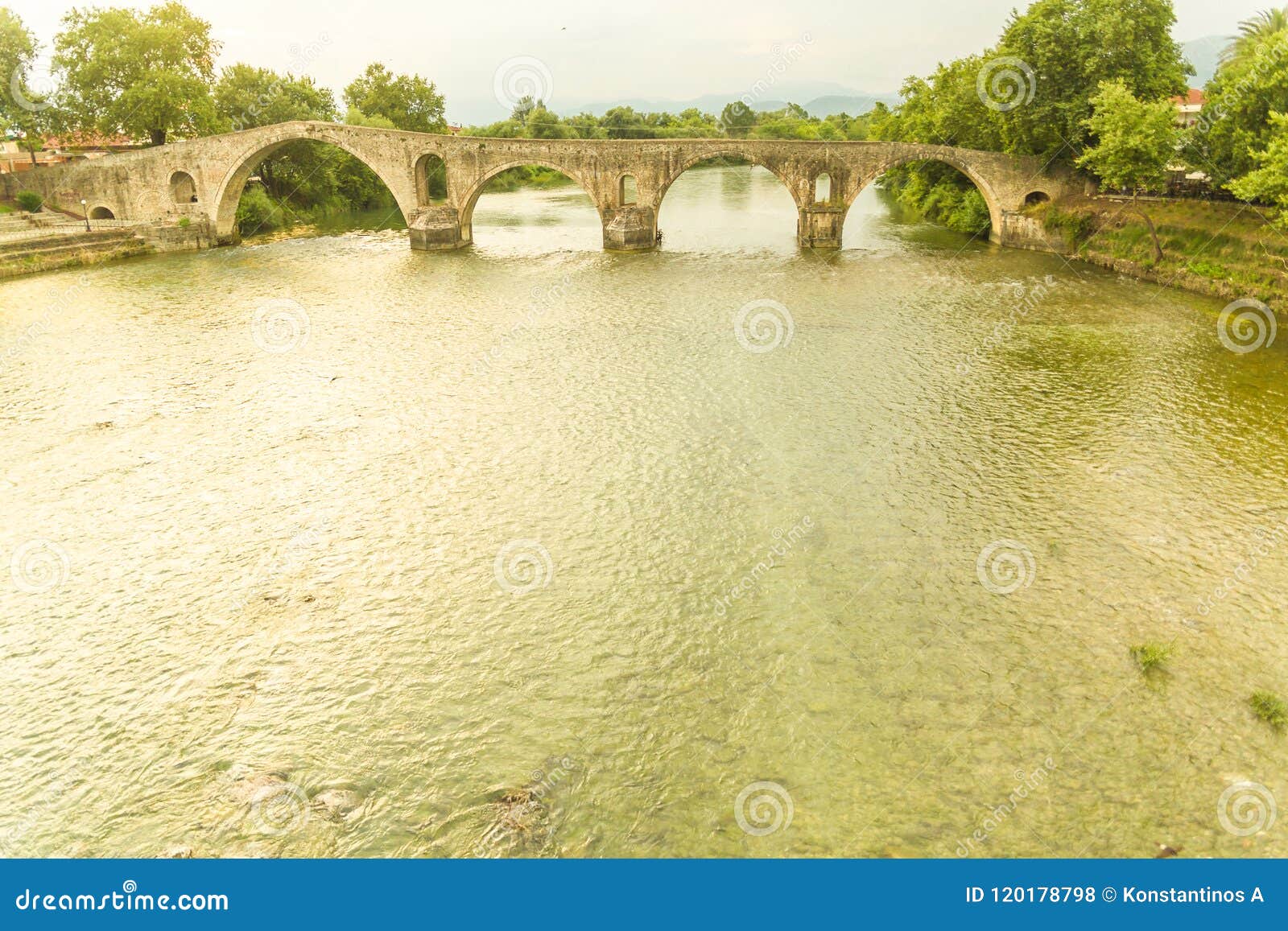 stone old bridge of artas city epirus greece