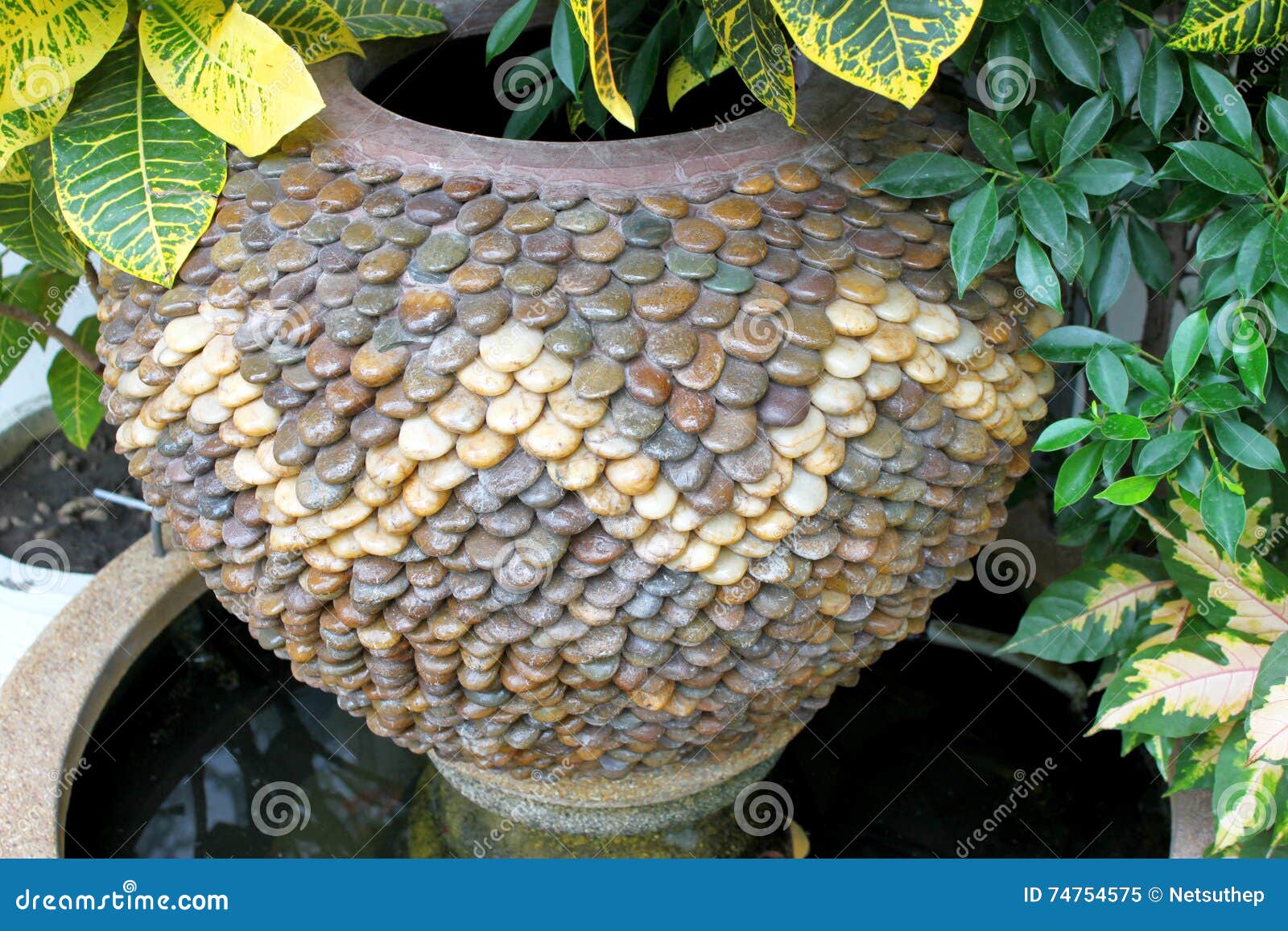 Stone plant pot stock image. Image of water, material 74754575