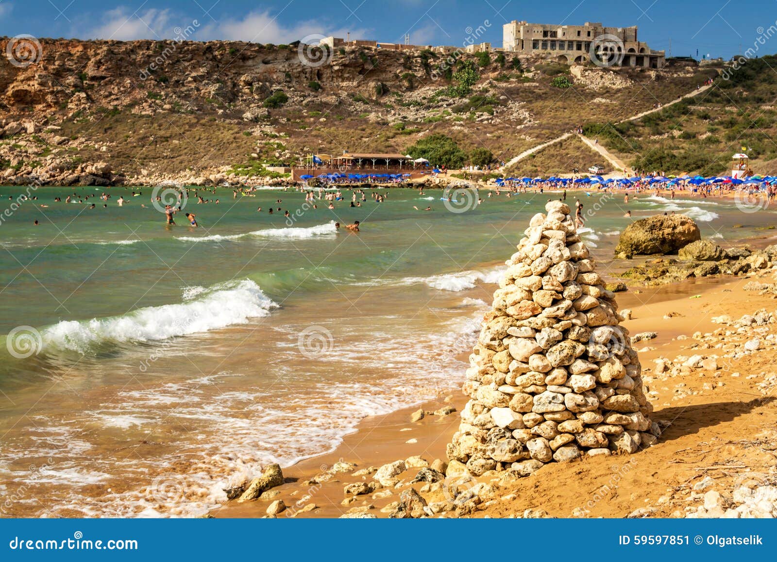 Stone Pyramid on the Beach, Malta Editorial Photo Image of balancing