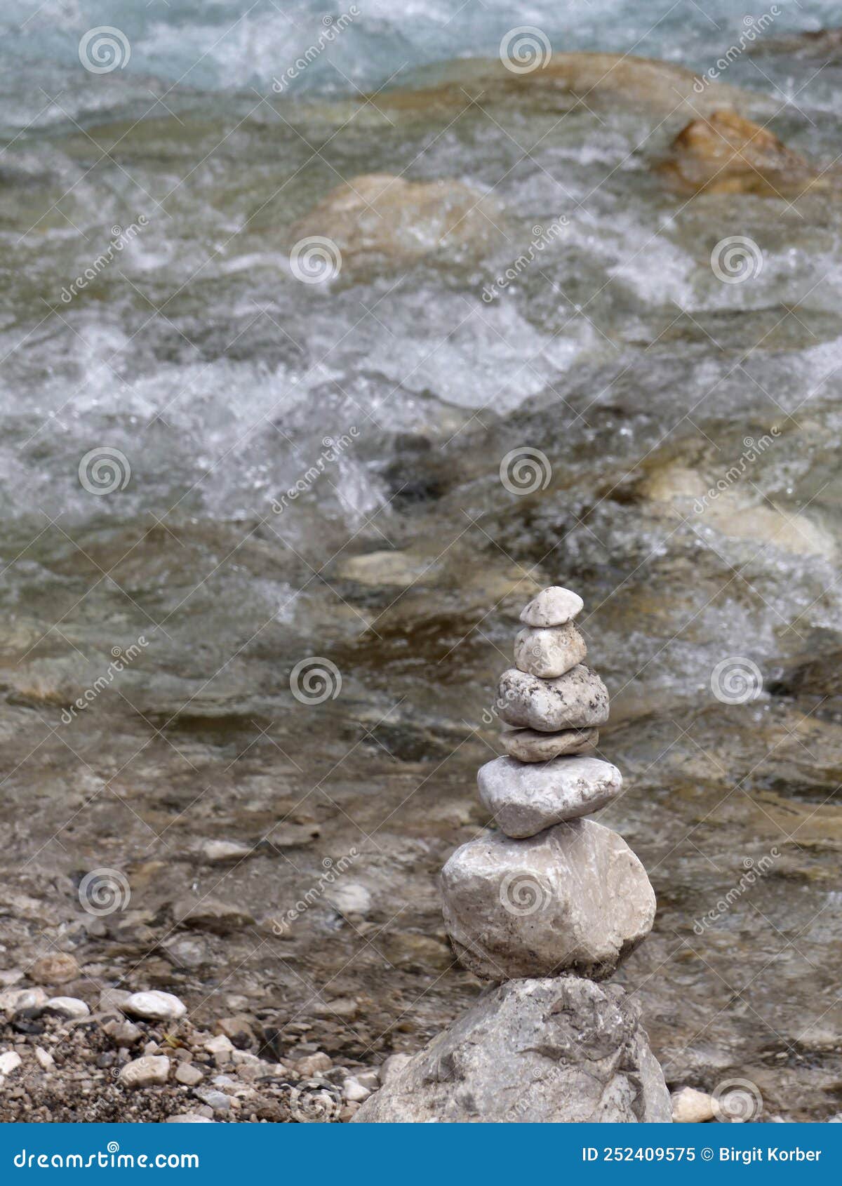stone pyramids at river partnach, partnachklamm reintal in garmisch-partenkirchen, bavaria, germany