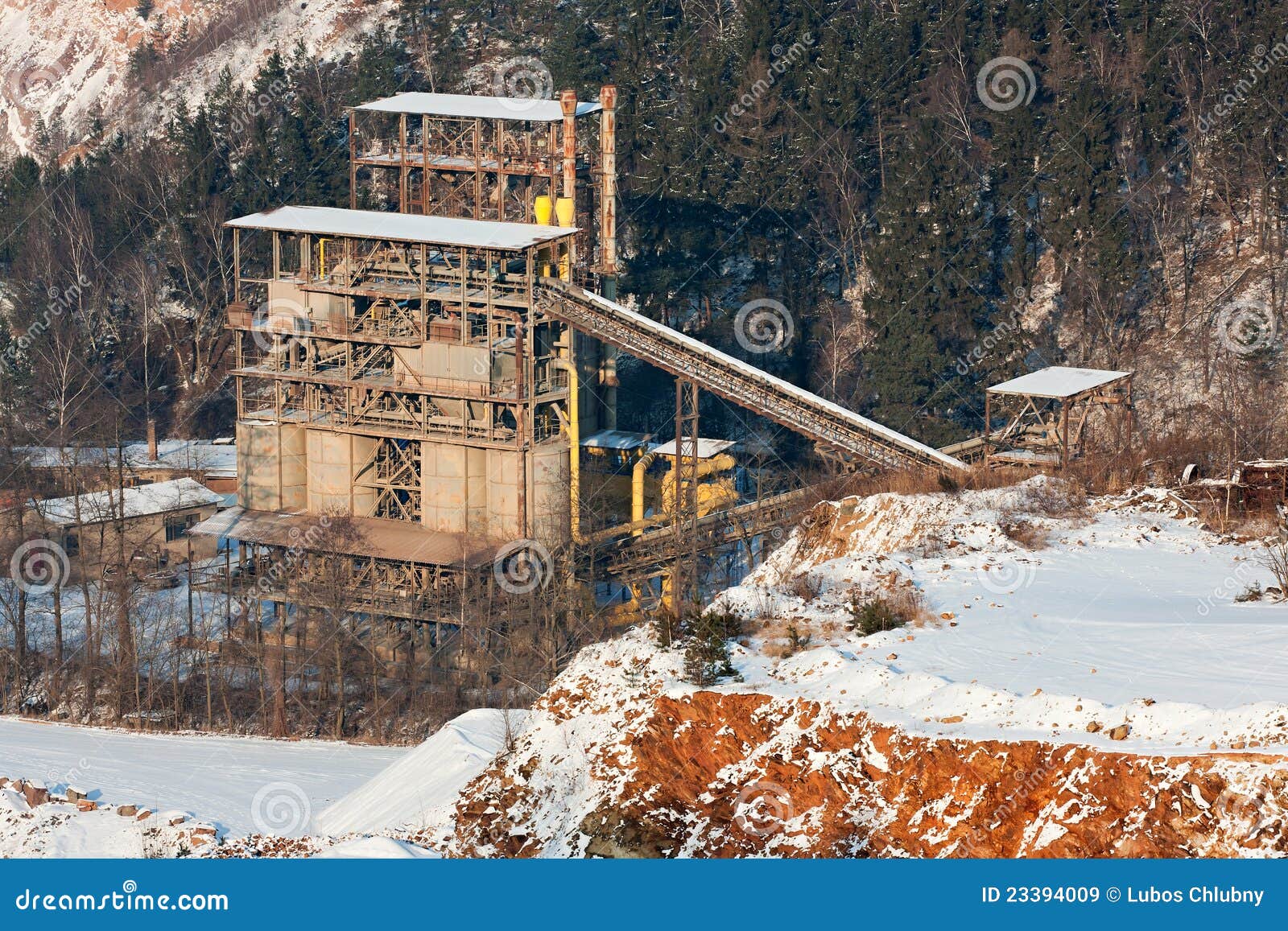 Stone Quarry with Silos, Conveyor Belts Stock Image Image of digging