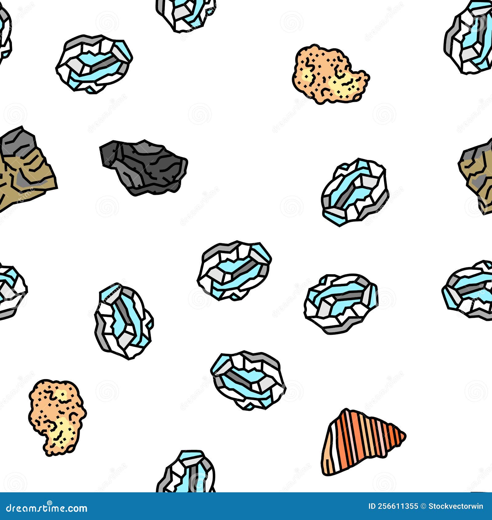 Stone Rock Texture Nature Vector Seamless Pattern Stock Illustration ...