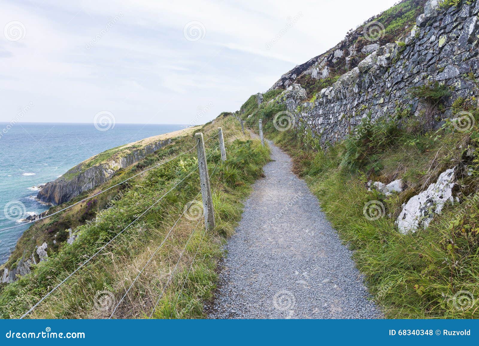Stone Rocks Mountain Hiking Path at Irish Seacoast Stock Photo Image