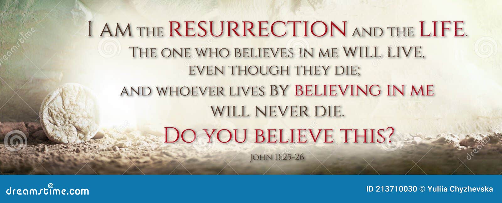 stone is rolled away from empty grave on easter morning. jesus christ resurrection. empty tomb of jesus with light. born