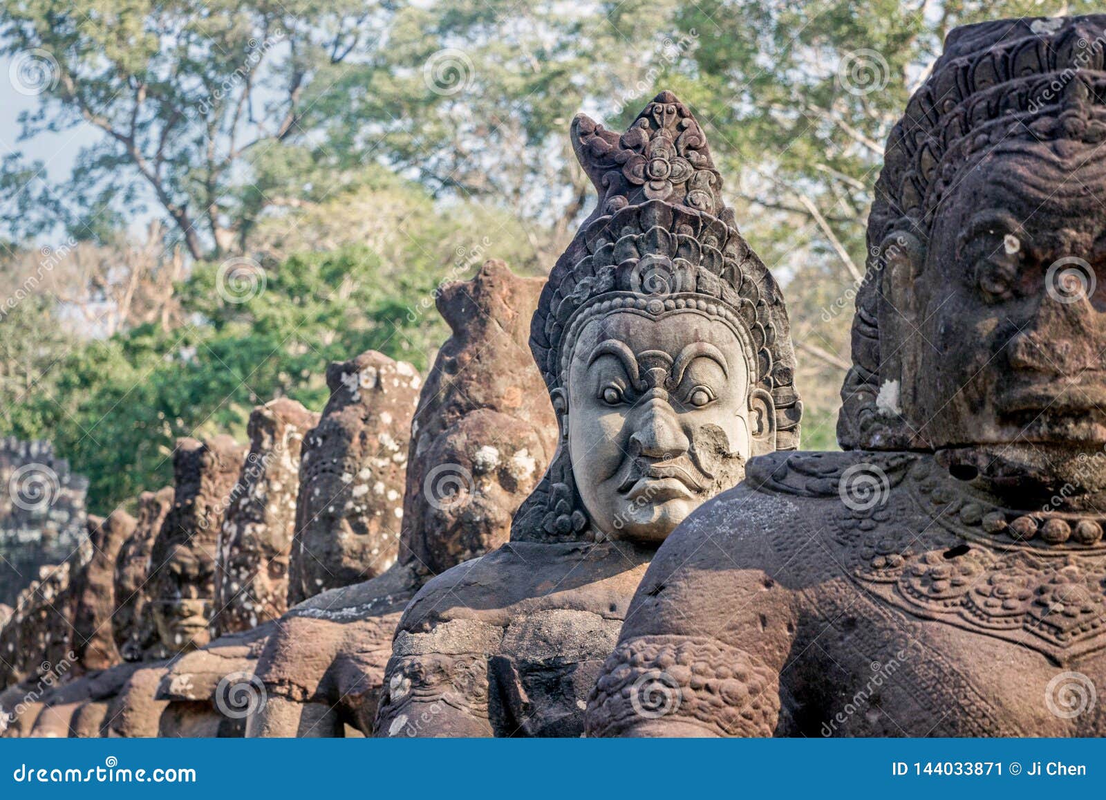 Stone Sculpture on Bridge at Angkor Wat Stock Image Image of reap