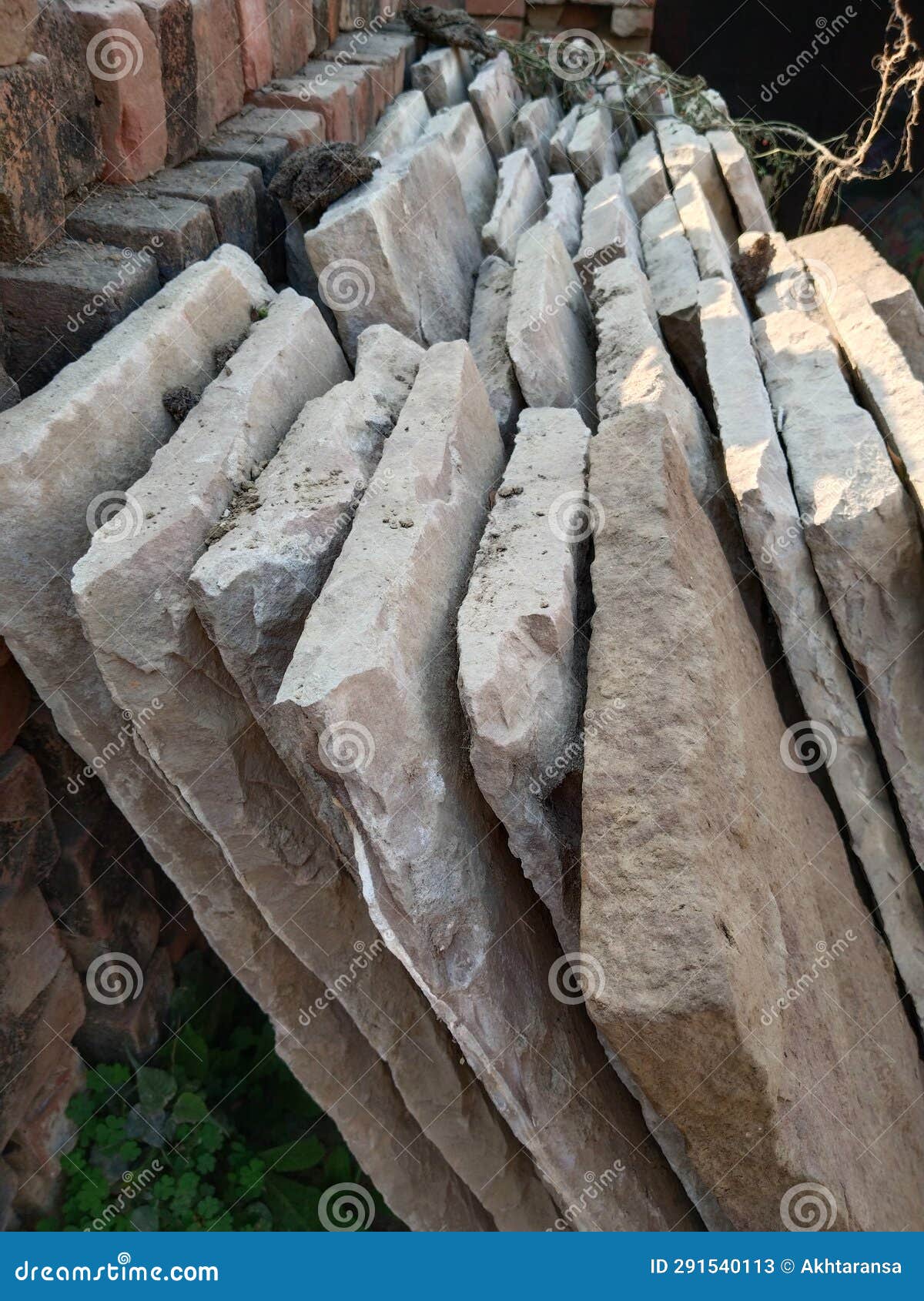 Stone Slabs in Row for Making Indian House Roof Stock Image Image of
