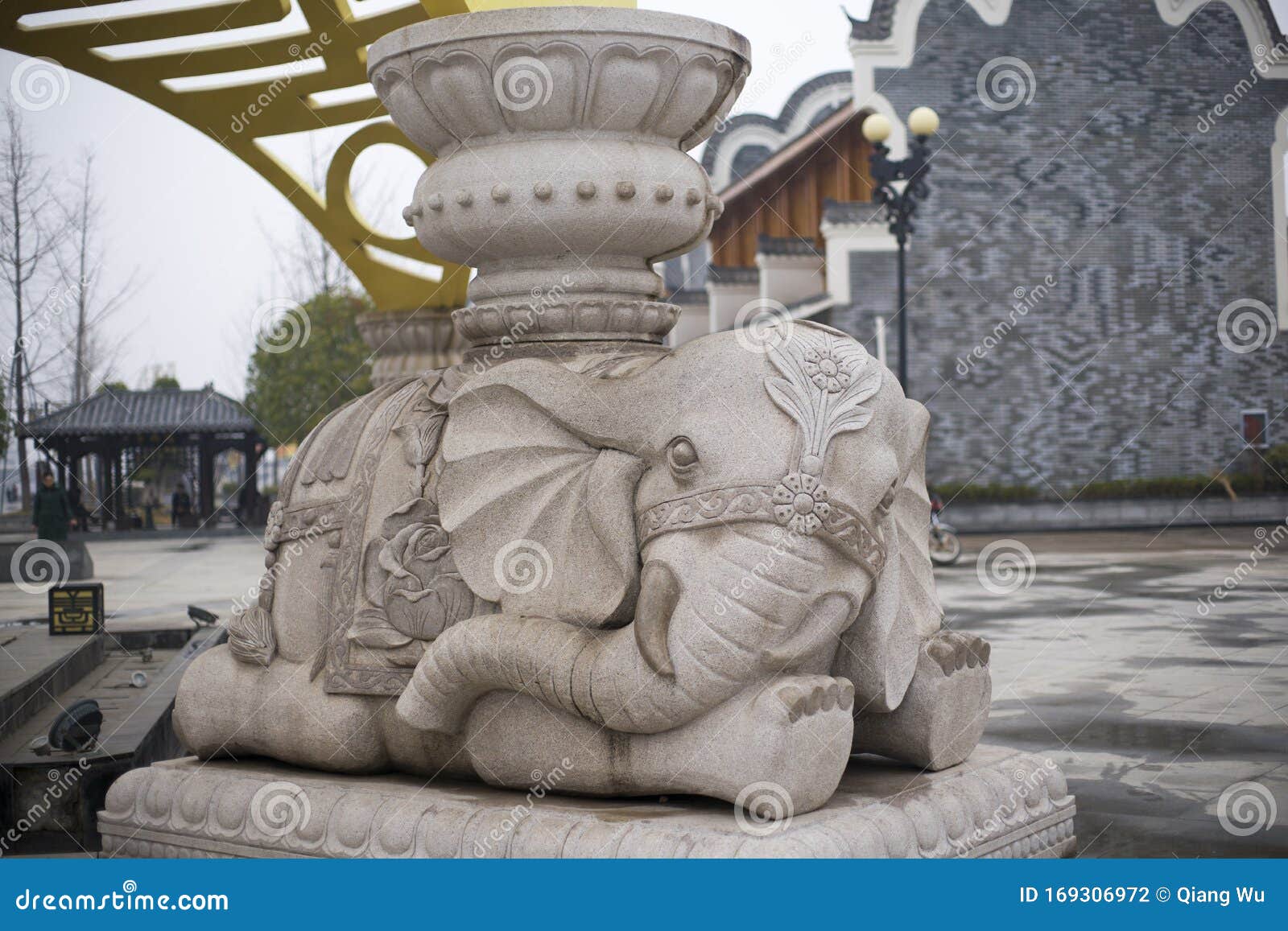 A Stone Statue of an Elephant Stock Photo Image of carving, training