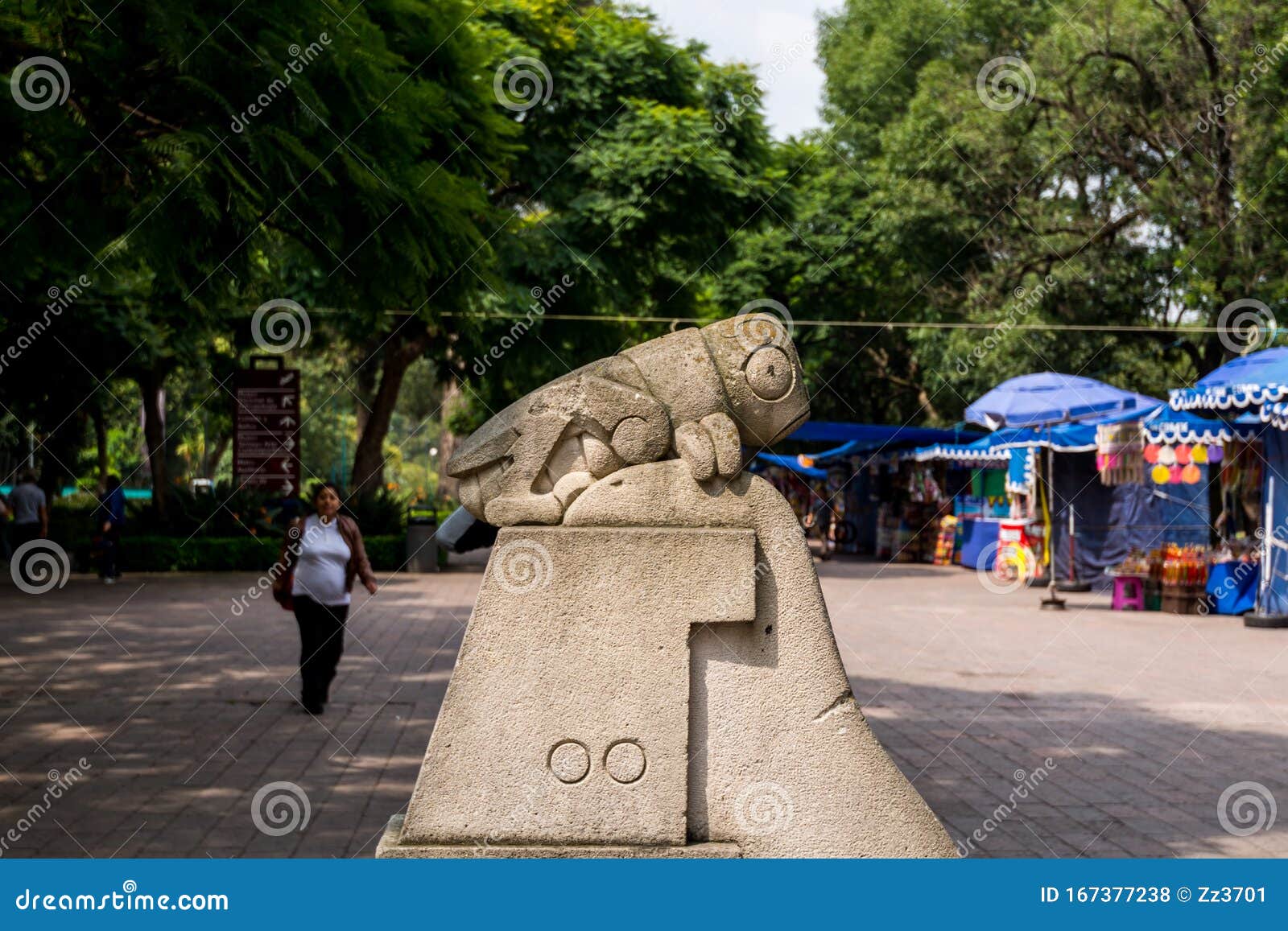 Stone Statue of in the Chapultepec Park in the Downtown of